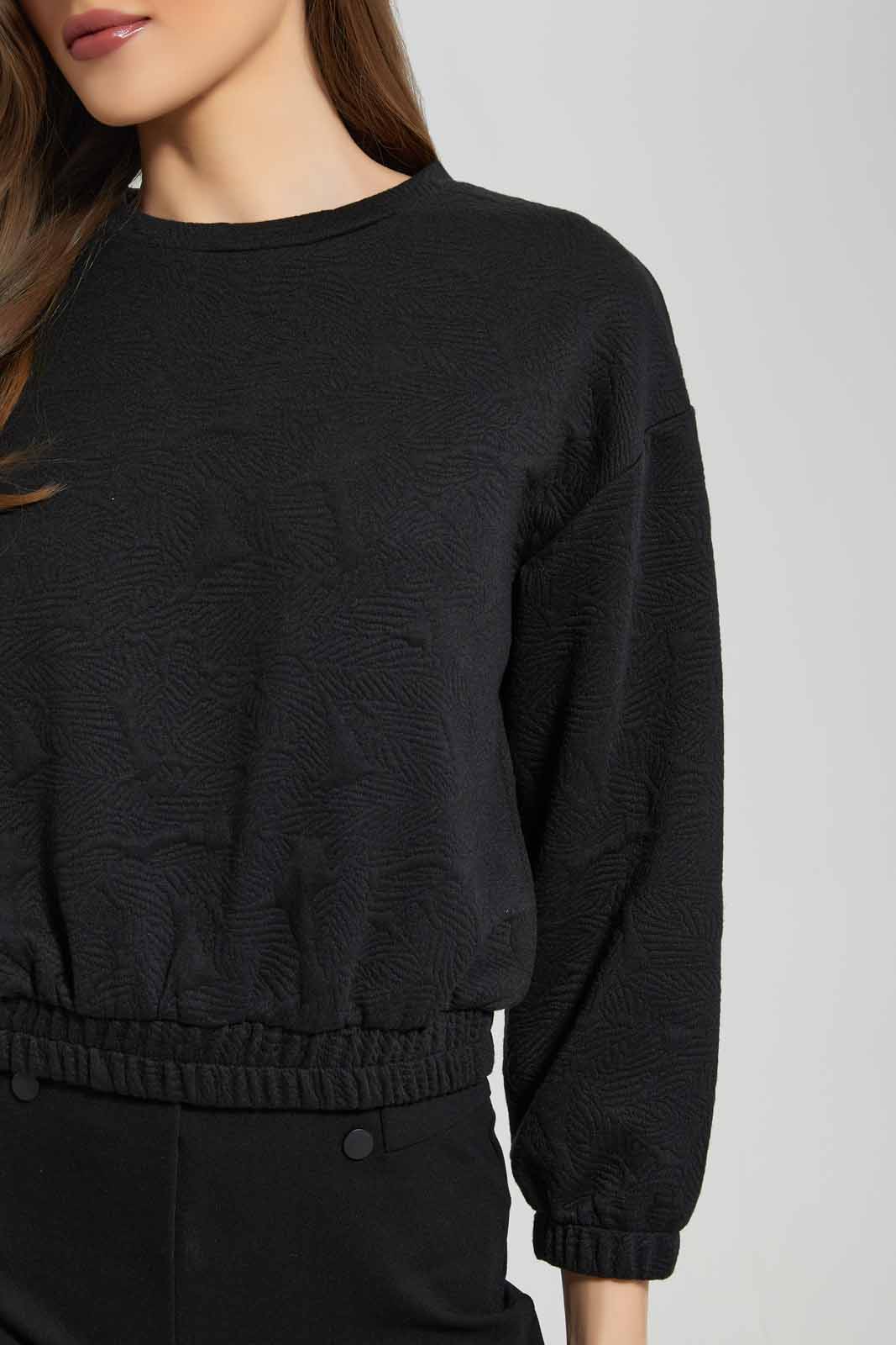 Redtag-Black-Jacquard-Sweatshirts-Category:Sweatshirts,-Colour:Black,-Deals:New-In,-Dept:Ladieswear,-Filter:Women's-Clothing,-LDC,-LDC-Sweatshirts,-New-In-LDC-APL,-Non-Sale,-Section:Women,-W22B-Women's-