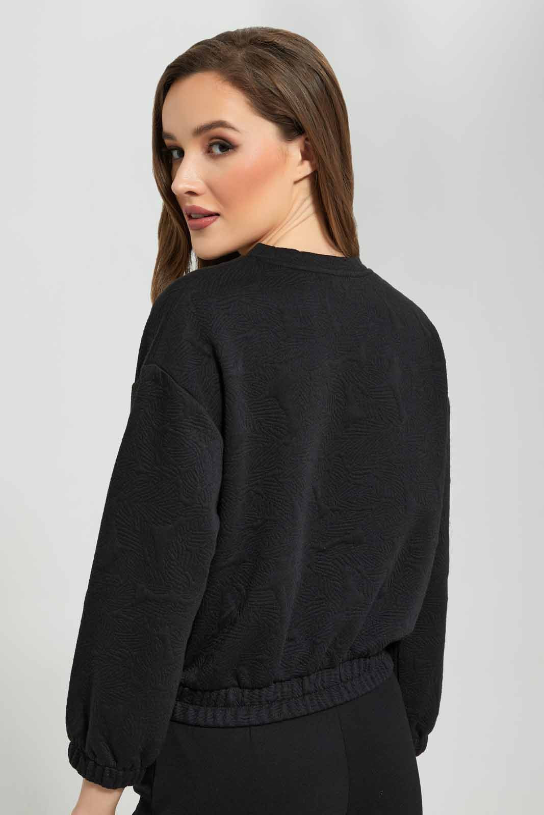 Redtag-Black-Jacquard-Sweatshirts-Category:Sweatshirts,-Colour:Black,-Deals:New-In,-Dept:Ladieswear,-Filter:Women's-Clothing,-LDC,-LDC-Sweatshirts,-New-In-LDC-APL,-Non-Sale,-Section:Women,-W22B-Women's-