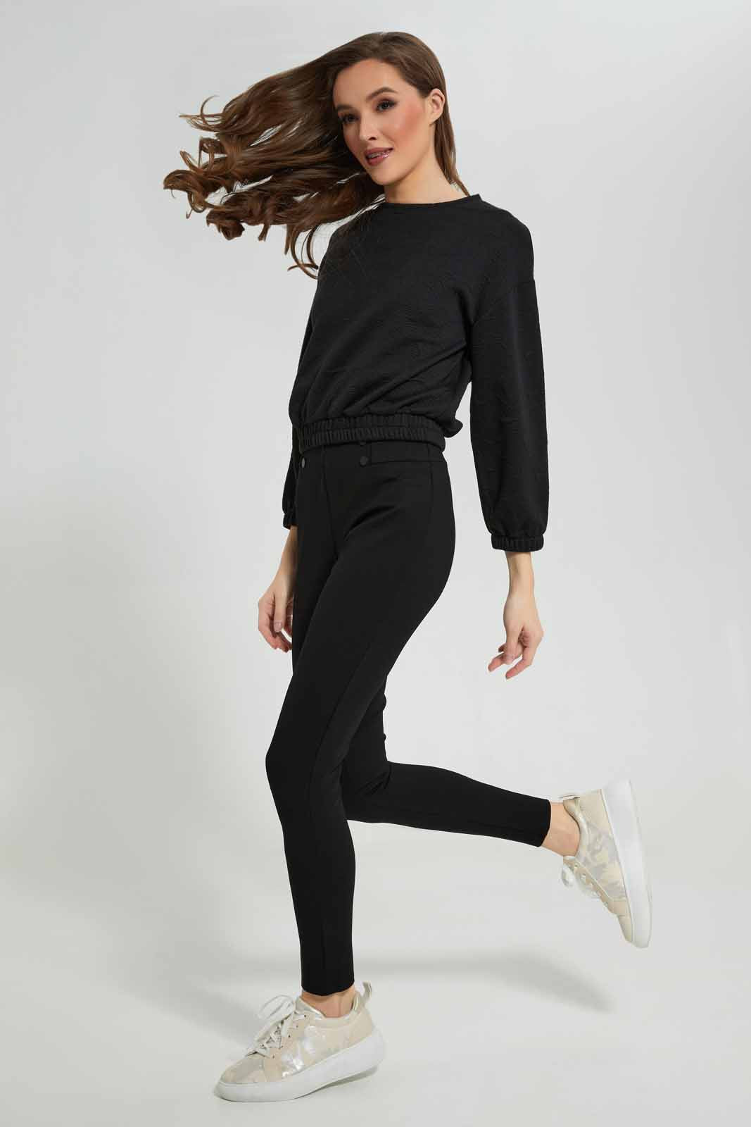 Redtag-Black-Jacquard-Sweatshirts-Category:Sweatshirts,-Colour:Black,-Deals:New-In,-Dept:Ladieswear,-Filter:Women's-Clothing,-LDC,-LDC-Sweatshirts,-New-In-LDC-APL,-Non-Sale,-Section:Women,-W22B-Women's-