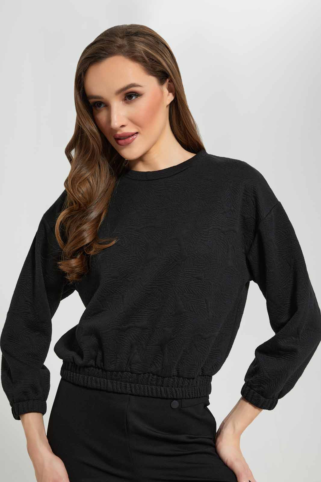 Redtag-Black-Jacquard-Sweatshirts-Category:Sweatshirts,-Colour:Black,-Deals:New-In,-Dept:Ladieswear,-Filter:Women's-Clothing,-LDC,-LDC-Sweatshirts,-New-In-LDC-APL,-Non-Sale,-Section:Women,-W22B-Women's-