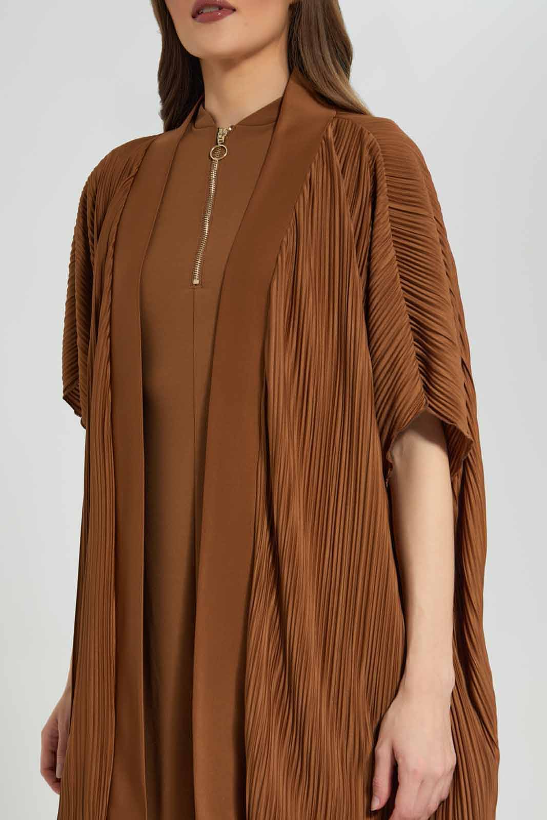 Redtag-Brown-Pleated-Cardigan-Category:Cardigans,-Colour:Brown,-Deals:New-In,-Filter:Women's-Clothing,-LDC,-LDC-Cardigans,-New-In-LDC-APL,-Non-Sale,-Section:Women,-W22B-Women's-