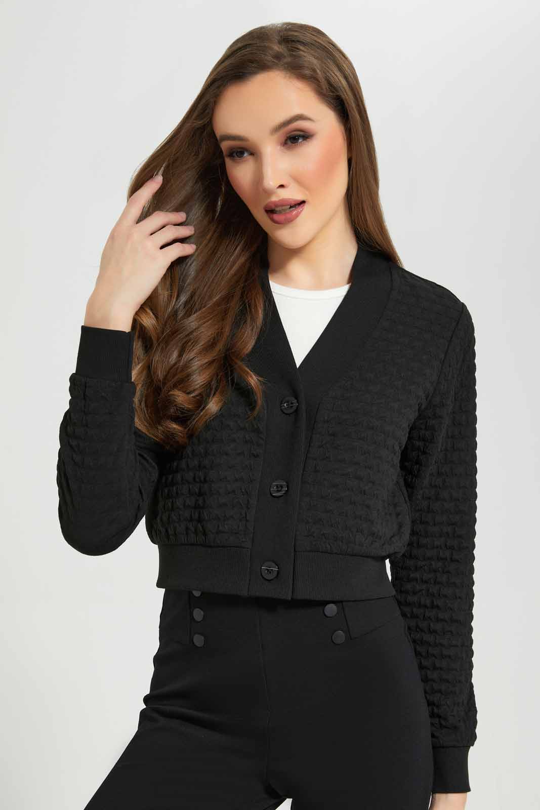 Redtag-Black-Jacquard-Cardigan-Category:Cardigans,-Colour:Black,-Deals:New-In,-Dept:Ladieswear,-Filter:Women's-Clothing,-LDC,-LDC-Cardigans,-New-In-LDC-APL,-Non-Sale,-Section:Women,-W22B-Women's-