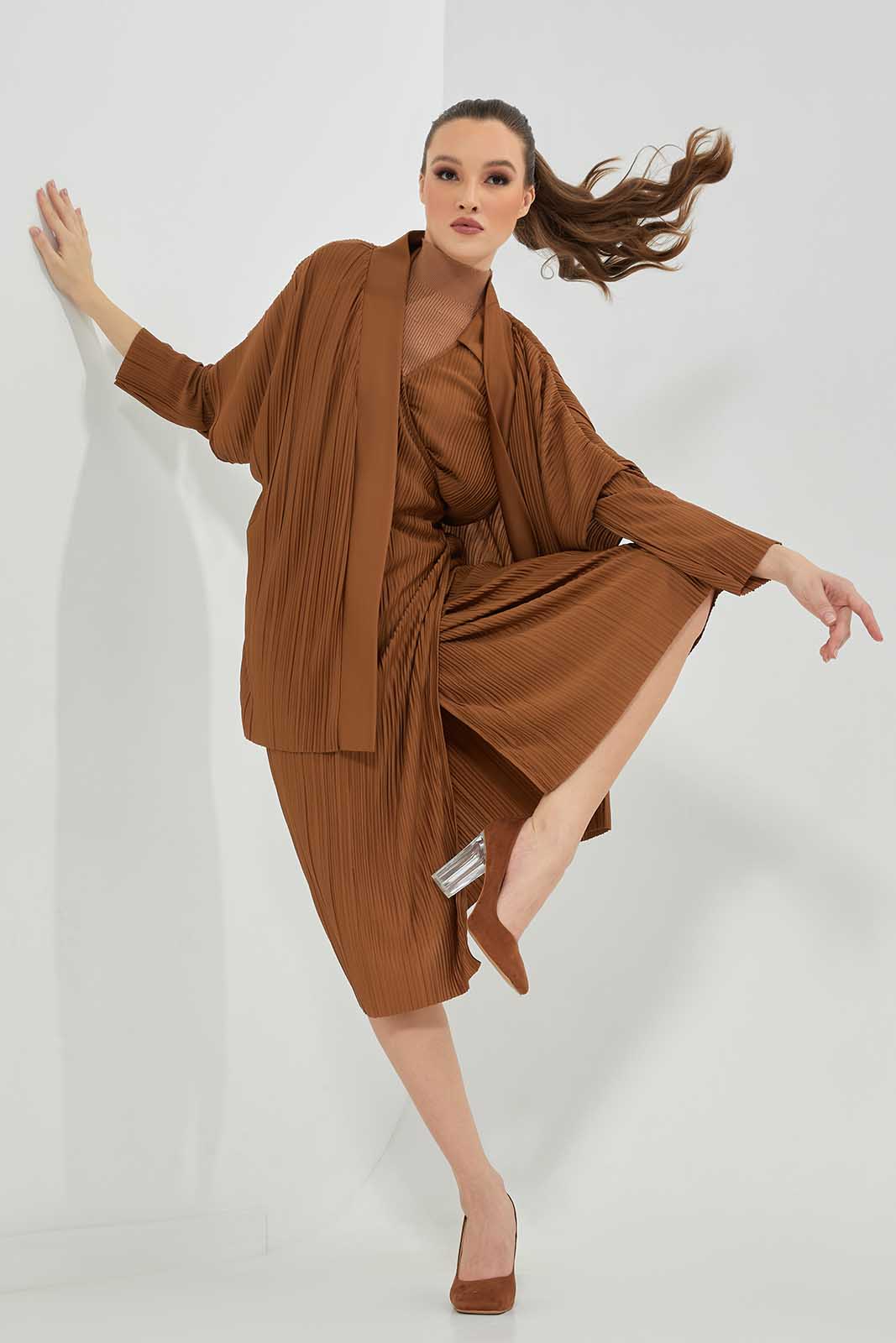 Redtag-Sand-Pleated-Wrap-Dress-Category:Dresses,-Colour:Sand,-Deals:New-In,-Dept:Ladieswear,-Filter:Women's-Clothing,-LDC,-LDC-Dresses,-New-In-LDC-APL,-Non-Sale,-Section:Women,-W22B-Women's-