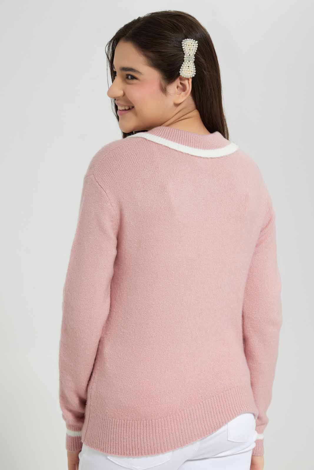 Redtag-Pink-Peterpan-Collar-Category:Pullovers,-Colour:Apricot,-Deals:New-In,-Filter:Senior-Girls-(8-to-14-Yrs),-GSR-Pullovers,-New-In-GSR-APL,-Non-Sale,-Section:Girls-(0-to-14Yrs),-W22B-Senior-Girls-9 to 14 Years