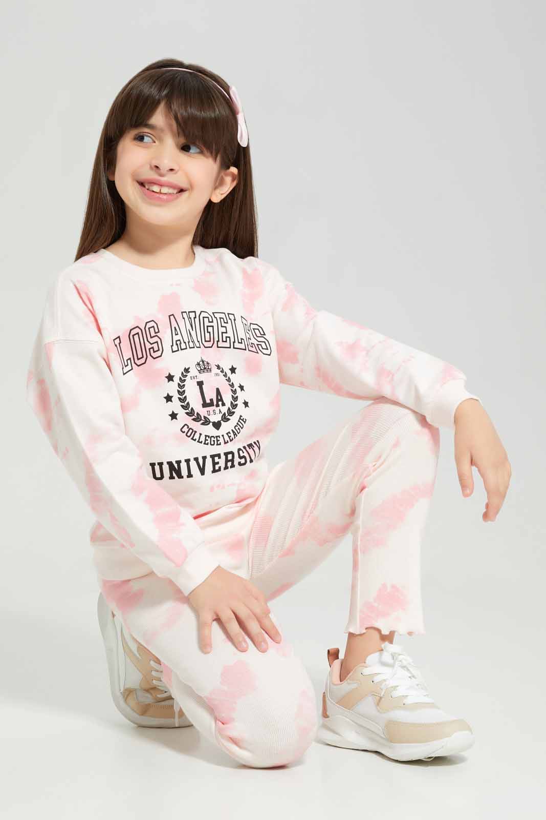 Redtag-Pink-Loungewear-Legging---Tie-Dye-Category:Leggings,-Colour:Apricot,-Deals:New-In,-Filter:Girls-(2-to-8-Yrs),-GIR-Leggings,-New-In-GIR-APL,-Non-Sale,-Section:Girls-(0-to-14Yrs),-W22B-Girls-2 to 8 Years