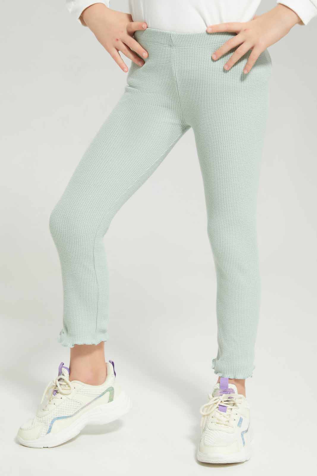 Redtag-Green-Loungewear-Active-Top---Sage-Category:Leggings,-Colour:Olive,-Deals:New-In,-Dept:Girls,-Filter:Girls-(2-to-8-Yrs),-GIR-Leggings,-New-In-GIR-APL,-Non-Sale,-Section:Girls-(0-to-14Yrs),-W22B-Girls-2 to 8 Years