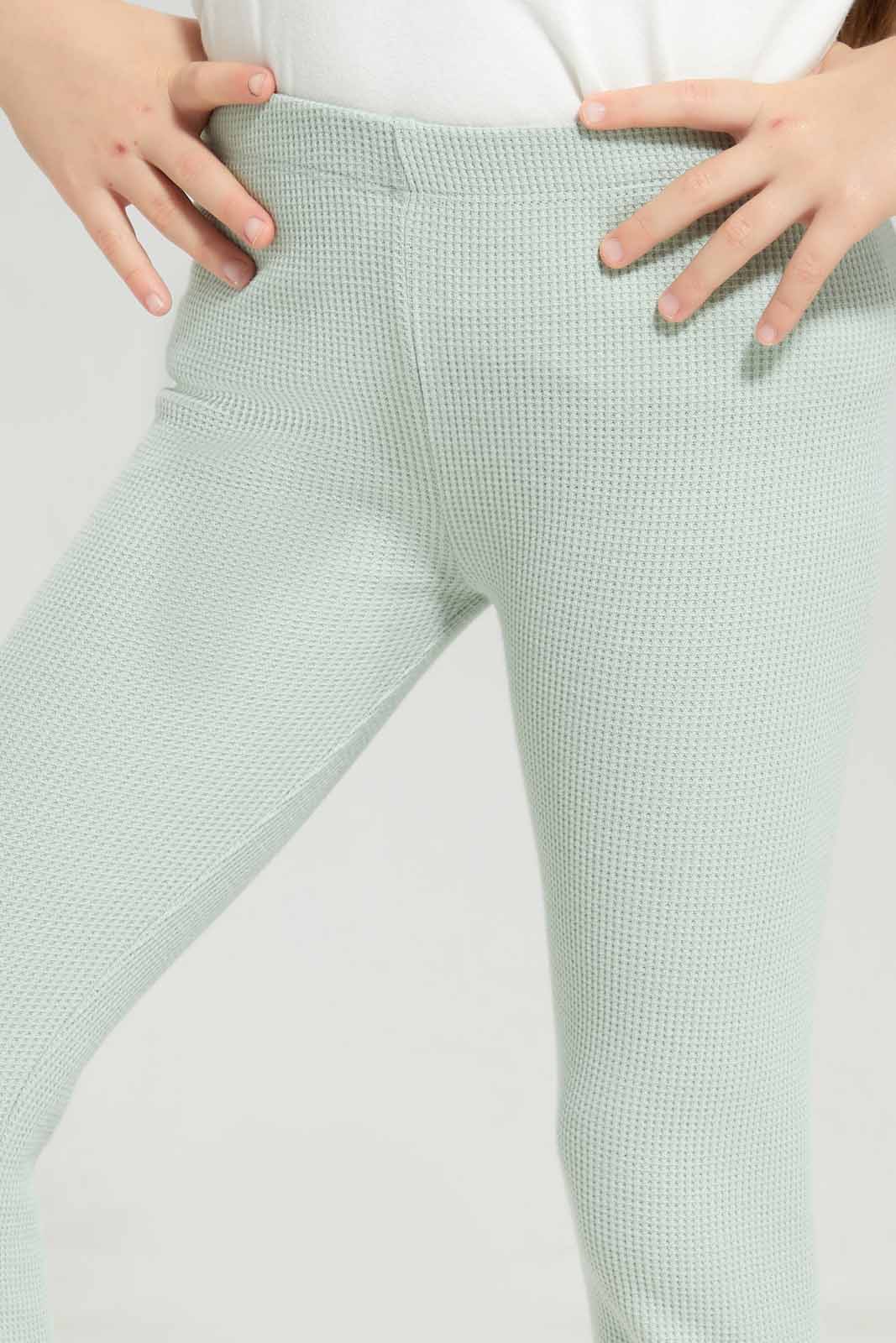 Redtag-Green-Loungewear-Active-Top---Sage-Category:Leggings,-Colour:Olive,-Deals:New-In,-Dept:Girls,-Filter:Girls-(2-to-8-Yrs),-GIR-Leggings,-New-In-GIR-APL,-Non-Sale,-Section:Girls-(0-to-14Yrs),-W22B-Girls-2 to 8 Years