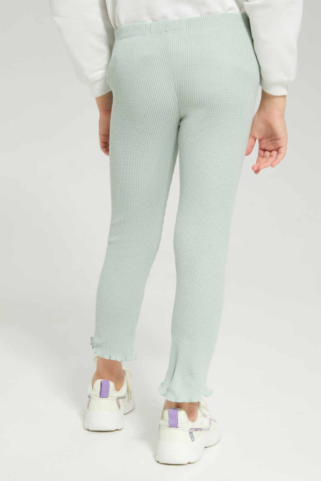 Redtag-Green-Loungewear-Active-Top---Sage-Category:Leggings,-Colour:Olive,-Deals:New-In,-Dept:Girls,-Filter:Girls-(2-to-8-Yrs),-GIR-Leggings,-New-In-GIR-APL,-Non-Sale,-Section:Girls-(0-to-14Yrs),-W22B-Girls-2 to 8 Years