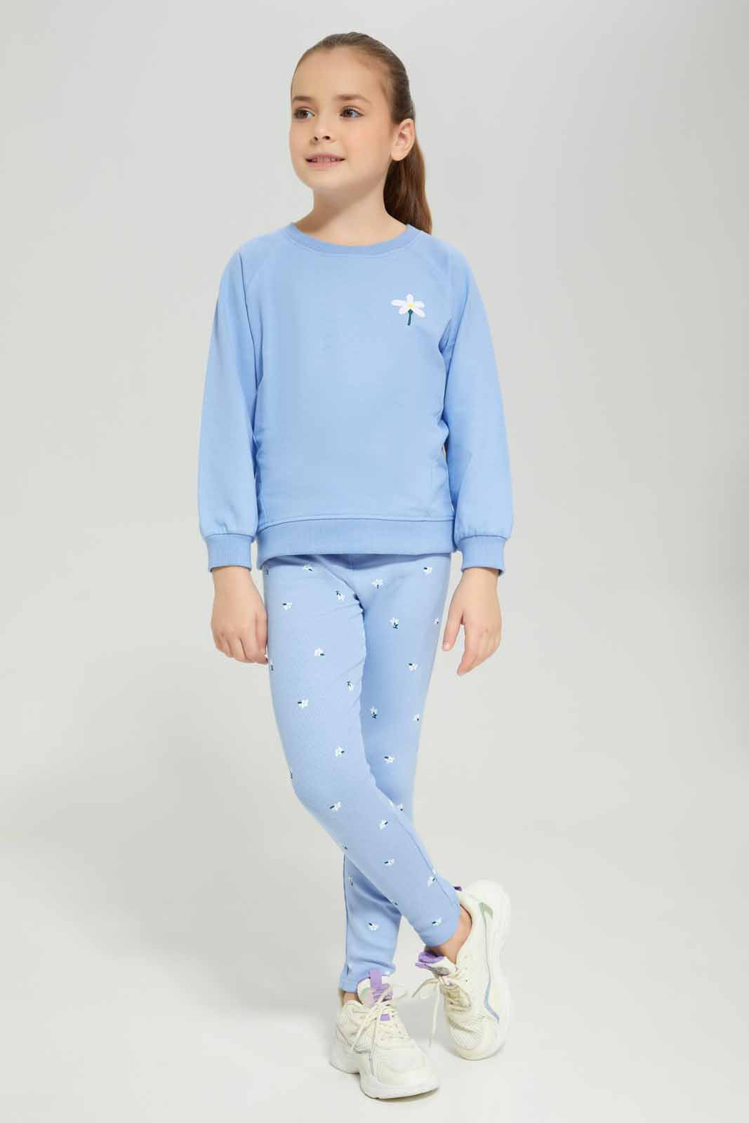 Redtag-Blue-Loungewear-Active-Top---Blue-Category:Leggings,-Colour:Blue,-Deals:New-In,-Dept:Girls,-Filter:Girls-(2-to-8-Yrs),-GIR-Leggings,-New-In-GIR-APL,-Non-Sale,-Section:Girls-(0-to-14Yrs),-W22B-Girls-2 to 8 Years