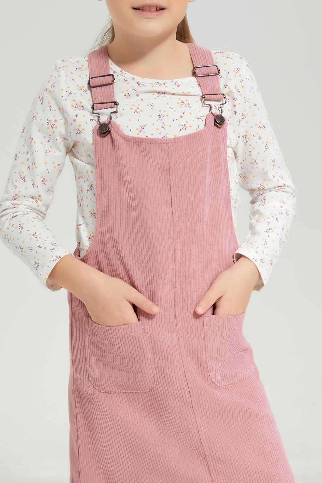 Redtag-Pink-2-Pcs-Set-Dress-Category:Dresses,-Colour:Apricot,-Deals:New-In,-Dept:Girls,-Filter:Girls-(2-to-8-Yrs),-GIR-Dresses,-New-In-GIR-APL,-Non-Sale,-Section:Girls-(0-to-14Yrs),-W22B-Girls-2 to 8 Years