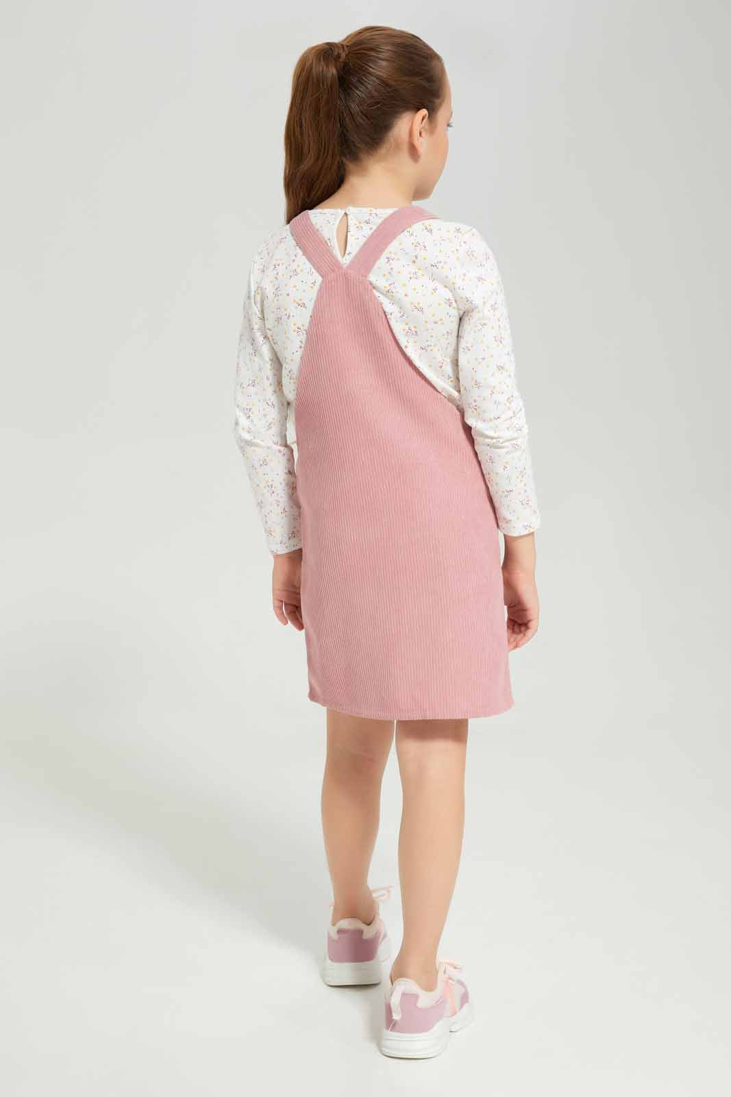 Redtag-Pink-2-Pcs-Set-Dress-Category:Dresses,-Colour:Apricot,-Deals:New-In,-Dept:Girls,-Filter:Girls-(2-to-8-Yrs),-GIR-Dresses,-New-In-GIR-APL,-Non-Sale,-Section:Girls-(0-to-14Yrs),-W22B-Girls-2 to 8 Years