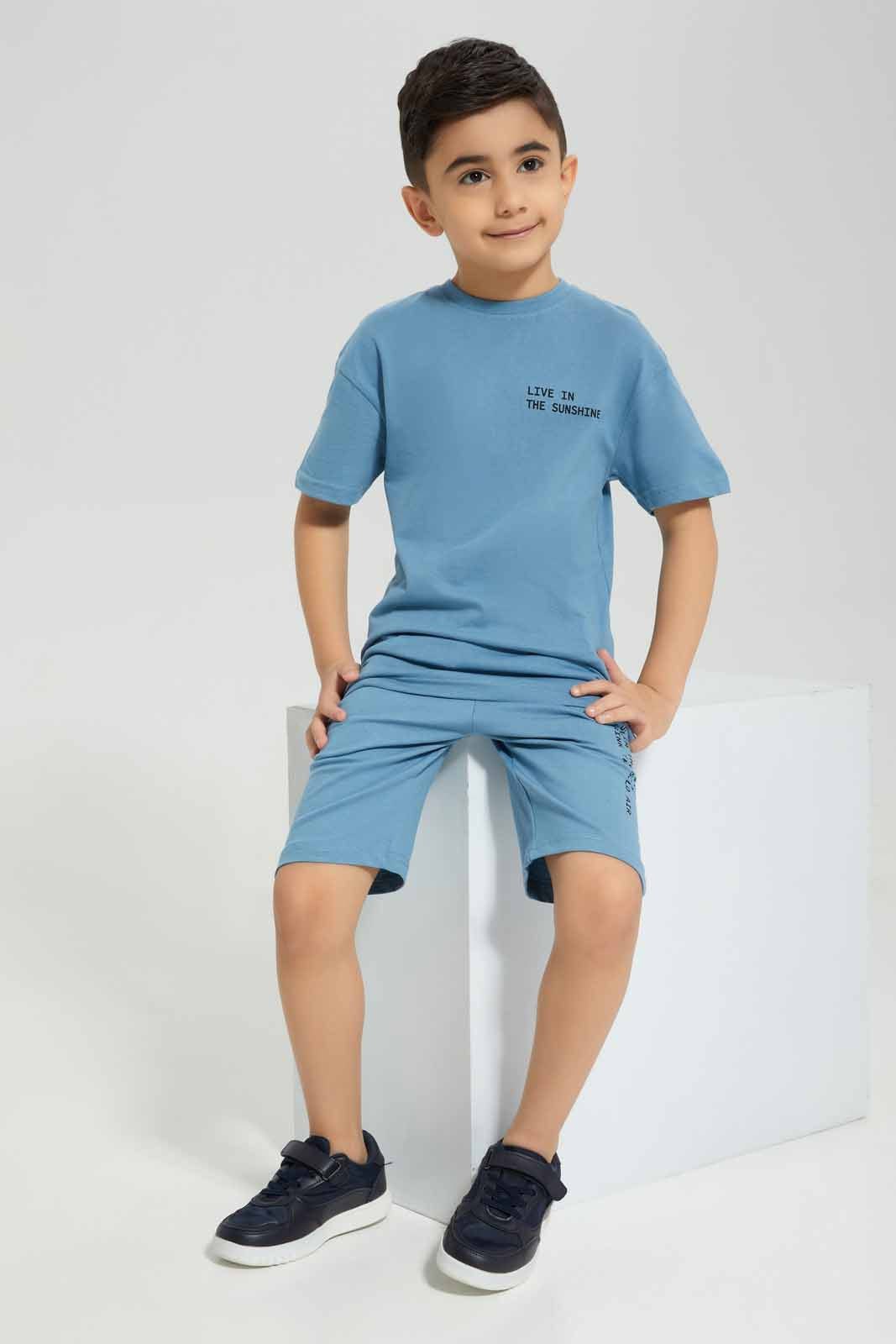 Redtag-Blue-Adventurer-T-shirt-And-Shorts-Set-BOY-Sets,-Category:Sets,-Colour:Blue,-Deals:New-In,-Filter:Boys-(2-to-8-Yrs),-New-In-BOY-APL,-Non-Sale,-Section:Boys-(0-to-14Yrs),-W22A-Boys-2 to 8 Years