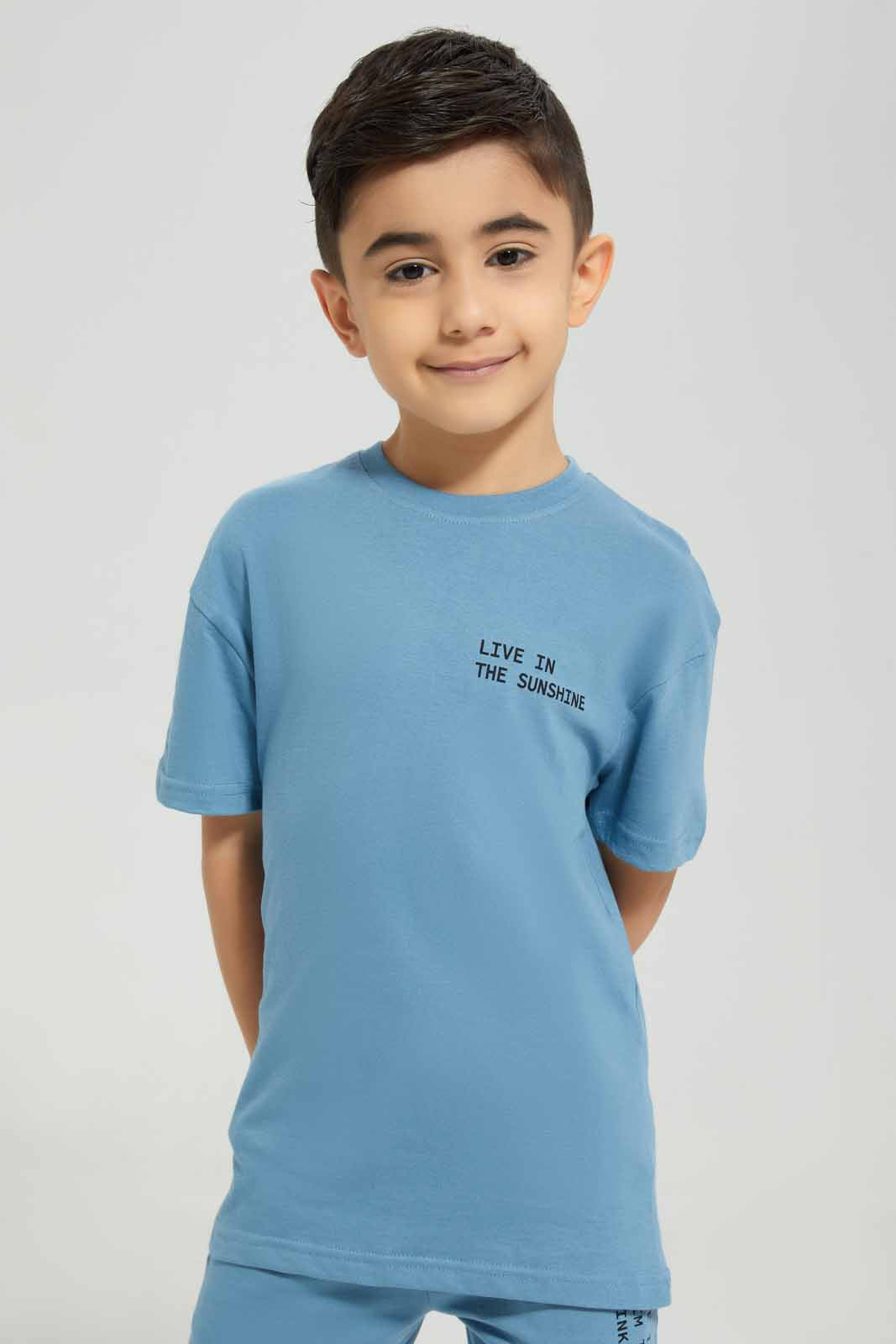 Redtag-Blue-Adventurer-T-shirt-And-Shorts-Set-BOY-Sets,-Category:Sets,-Colour:Blue,-Deals:New-In,-Filter:Boys-(2-to-8-Yrs),-New-In-BOY-APL,-Non-Sale,-Section:Boys-(0-to-14Yrs),-W22A-Boys-2 to 8 Years
