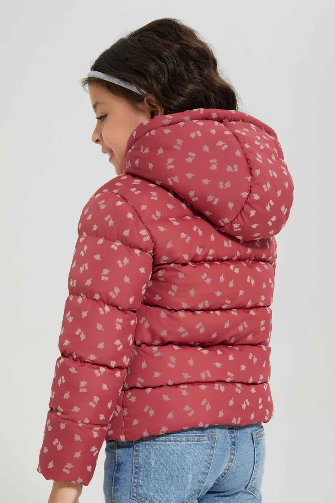 Redtag-RED-aop-Jacket-With-Hood-Category:Jackets,-Colour:Red,-Deals:New-In,-Dept:Girls,-Filter:Girls-(2-to-8-Yrs),-GIR-Jackets,-New-In-GIR-APL,-Non-Sale,-Section:Girls-(0-to-14Yrs),-W22B-Girls-2 to 8 Years