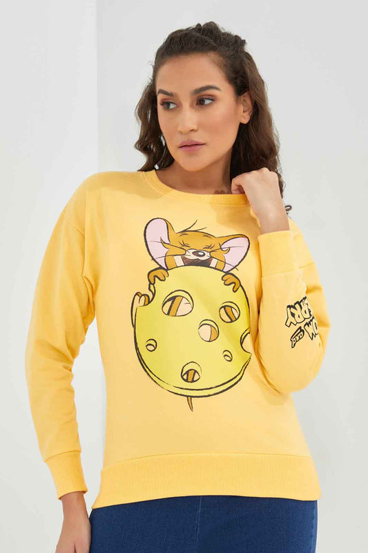 Redtag-Yellow-Long-Sleeve-Tom-&-Jerry-Character-Sweatshirt-Category:Sweatshirts,-Colour:Yellow,-Deals:New-In,-Filter:Women's-Clothing,-New-In-Women-APL,-Non-Sale,-Section:Women,-TBL,-W22B,-Women-Sweatshirts-Women's-