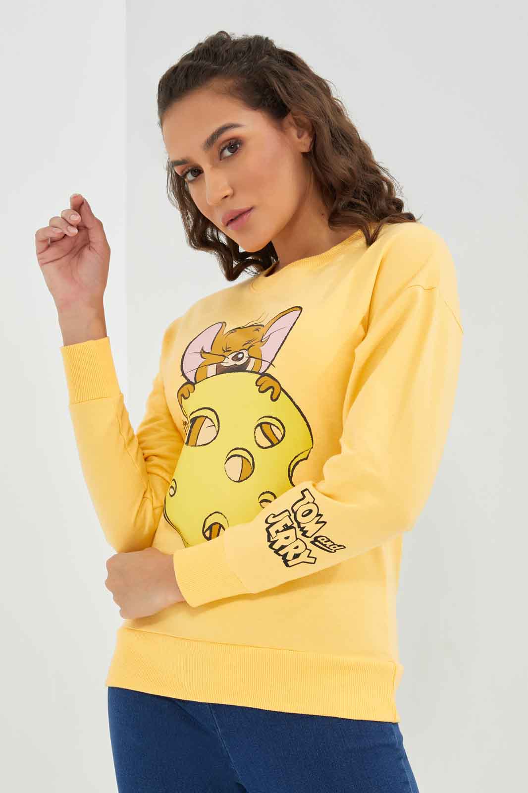 Redtag-Yellow-Long-Sleeve-Tom-&-Jerry-Character-Sweatshirt-Category:Sweatshirts,-Colour:Yellow,-Deals:New-In,-Filter:Women's-Clothing,-New-In-Women-APL,-Non-Sale,-Section:Women,-TBL,-W22B,-Women-Sweatshirts-Women's-