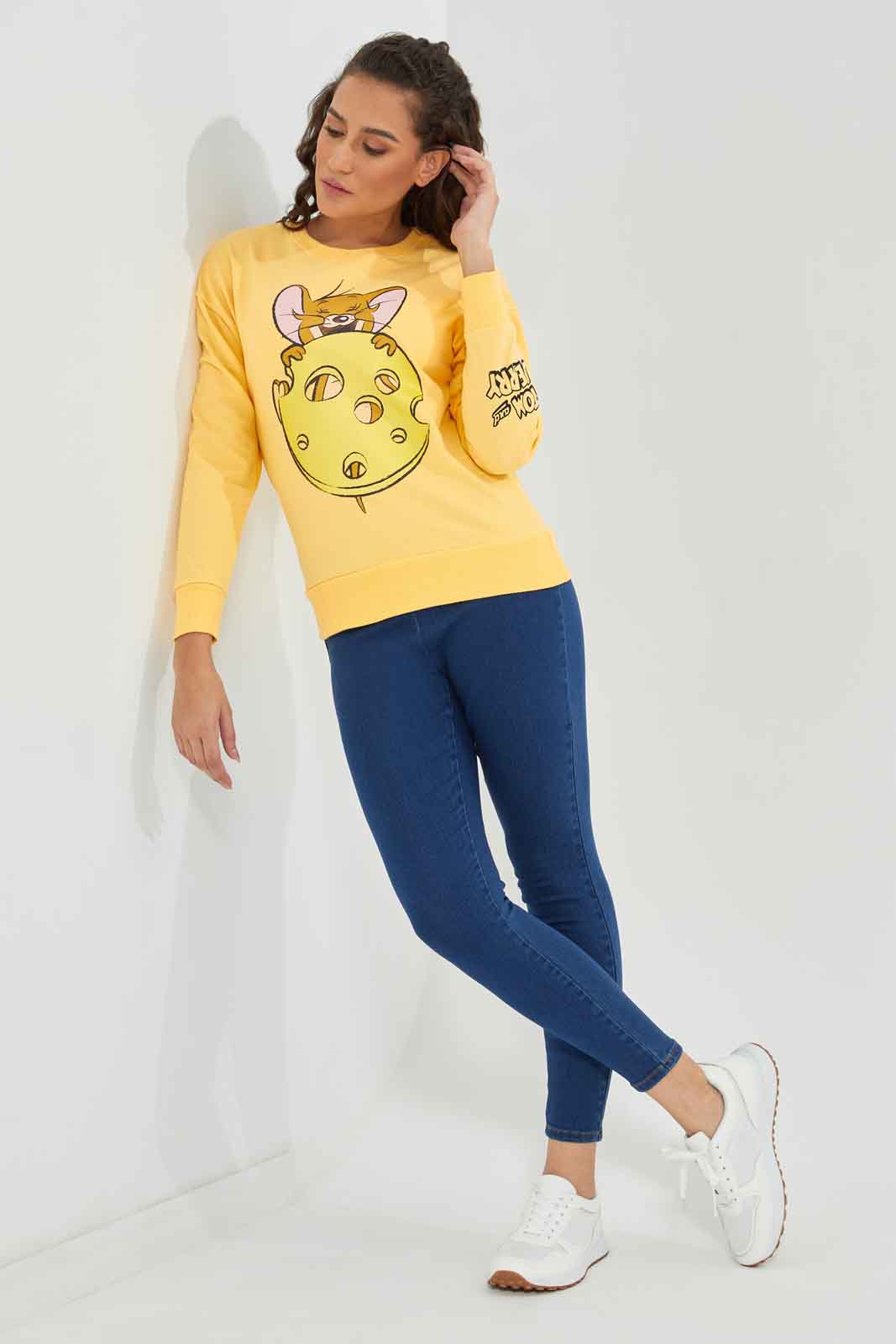 Redtag-Yellow-Long-Sleeve-Tom-&-Jerry-Character-Sweatshirt-Category:Sweatshirts,-Colour:Yellow,-Deals:New-In,-Filter:Women's-Clothing,-New-In-Women-APL,-Non-Sale,-Section:Women,-TBL,-W22B,-Women-Sweatshirts-Women's-