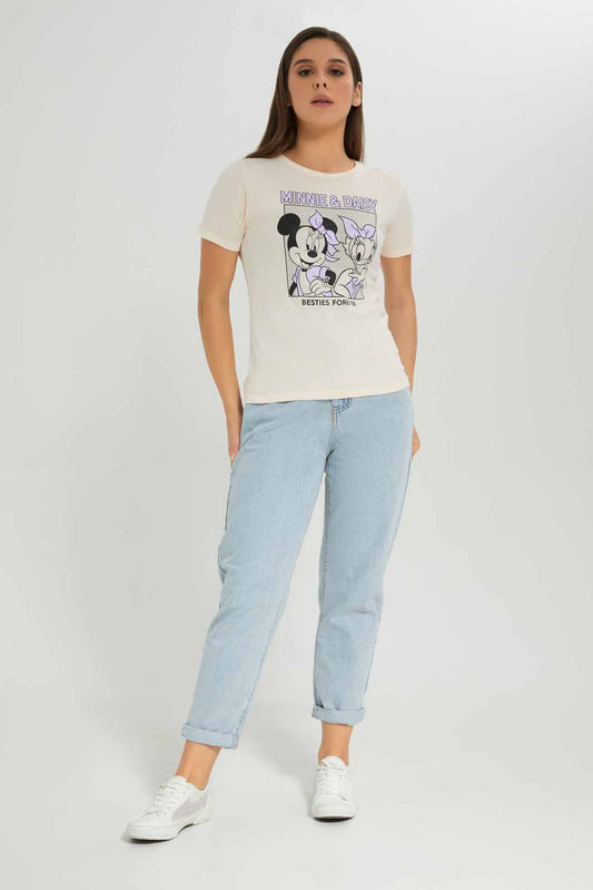 Redtag-Beige-Mickey-Printed-T-Shirt-Category:T-Shirts,-CHR,-Colour:Beige,-Deals:New-In,-Dept:Ladieswear,-Filter:Women's-Clothing,-New-In-Women-APL,-Non-Sale,-Section:Women,-TBL,-W22B,-Women-T-Shirts-Women's-