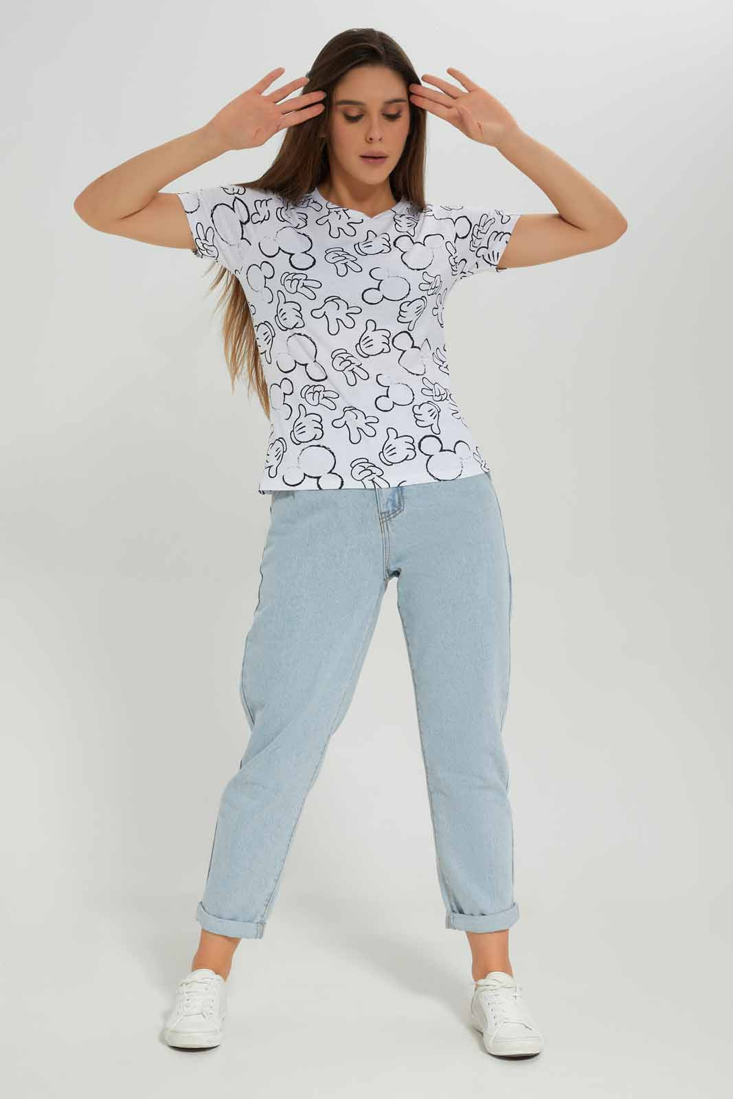 Redtag-Mickey-All-over-Printed-T-shirt-Category:T-Shirts,-CHR,-Colour:Assorted,-Deals:New-In,-Dept:Ladieswear,-Filter:Women's-Clothing,-New-In-Women-APL,-Non-Sale,-Section:Women,-TBL,-W22B,-Women-T-Shirts-Women's-