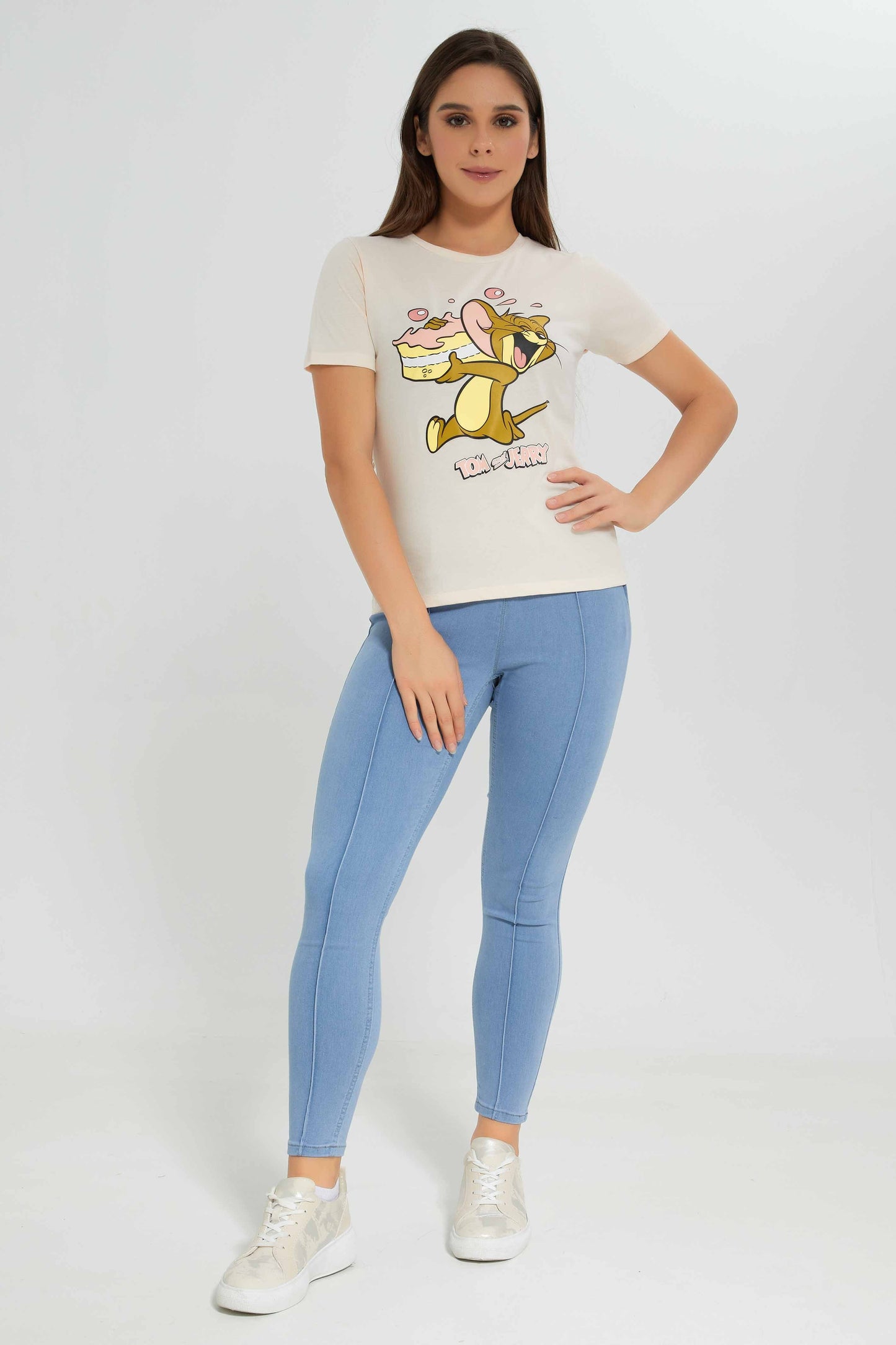 Redtag-Beige-Jerry-Printed-T-Shirt-Category:T-Shirts,-Colour:Beige,-Deals:New-In,-Dept:Ladieswear,-Filter:Women's-Clothing,-New-In-Women-APL,-Non-Sale,-Section:Women,-TBL,-W22B,-Women-T-Shirts-Women's-
