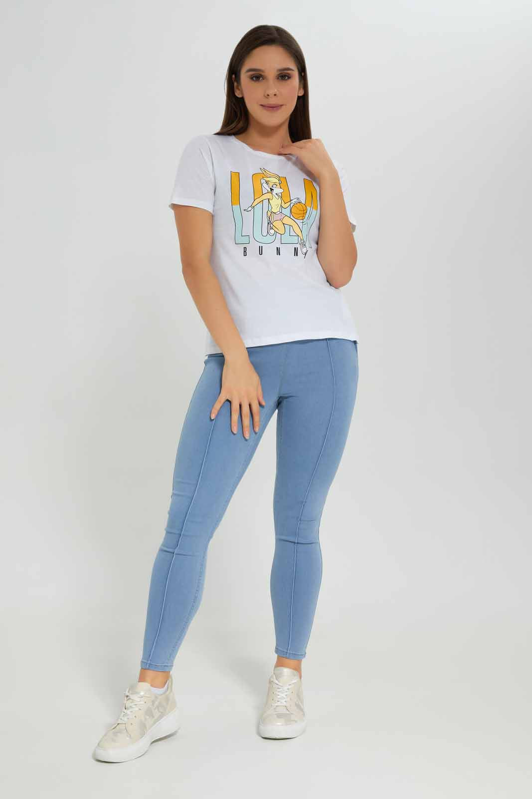 Redtag-White-Lola-Bunny-Printed-T-Shirt-Category:T-Shirts,-Colour:White,-Deals:New-In,-Dept:Ladieswear,-Filter:Women's-Clothing,-New-In-Women-APL,-Non-Sale,-Section:Women,-TBL,-W22B,-Women-T-Shirts-Women's-