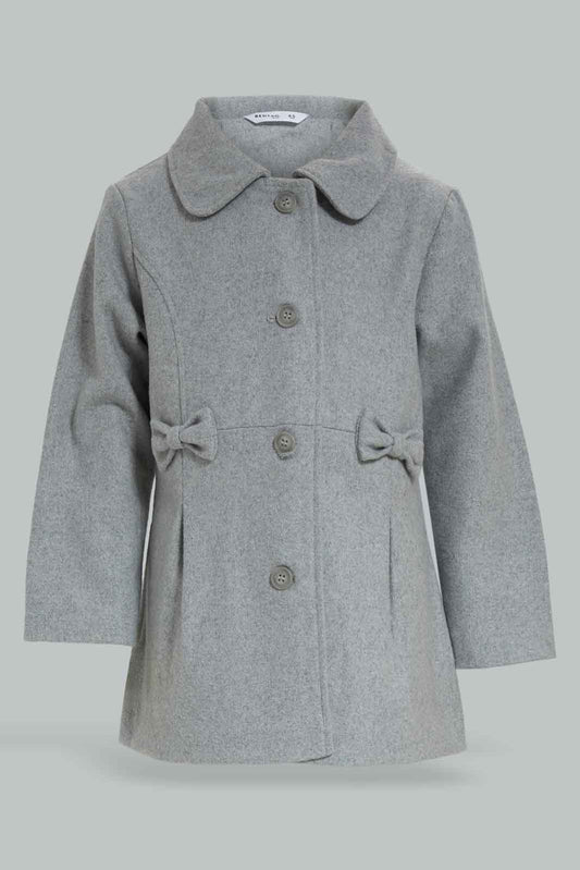 Redtag-Grey-Long-Melton-Jacket-Category:Jackets,-Colour:Grey,-Deals:New-In,-Filter:Girls-(2-to-8-Yrs),-GIR-Jackets,-New-In-GIR-APL,-Non-Sale,-Section:Girls-(0-to-14Yrs),-W22B-Girls-2 to 8 Years