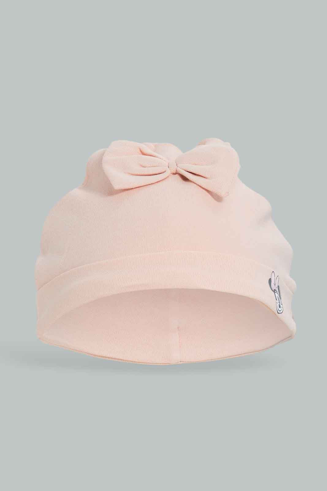 Redtag-2PC-Minnie-Mouse-Cap-Pack-Category:Newborn-Accessories,-CHR,-Colour:Apricot,-Deals:New-In,-Dept:New-Born,-Filter:Baby-(0-to-12-Mths),-NBG-Newborn-Accessories,-New-In-NBG-APL,-Non-Sale,-Section:Girls-(0-to-14Yrs),-W22B-Baby-0 to 12 Months