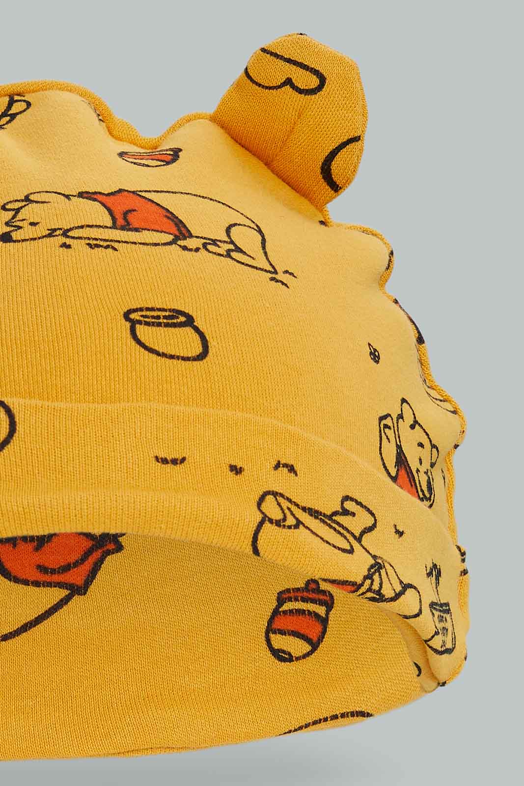 Redtag-2PC-Winnie-The-Pooh-Cap-Pack-Category:Newborn-Accessories,-CHR,-Colour:Yellow,-Deals:New-In,-Dept:New-Born,-Filter:Baby-(0-to-12-Mths),-NBB-Newborn-Accessories,-New-In-NBB-APL,-Non-Sale,-Section:Boys-(0-to-14Yrs),-W22B-Baby-0 to 12 Months