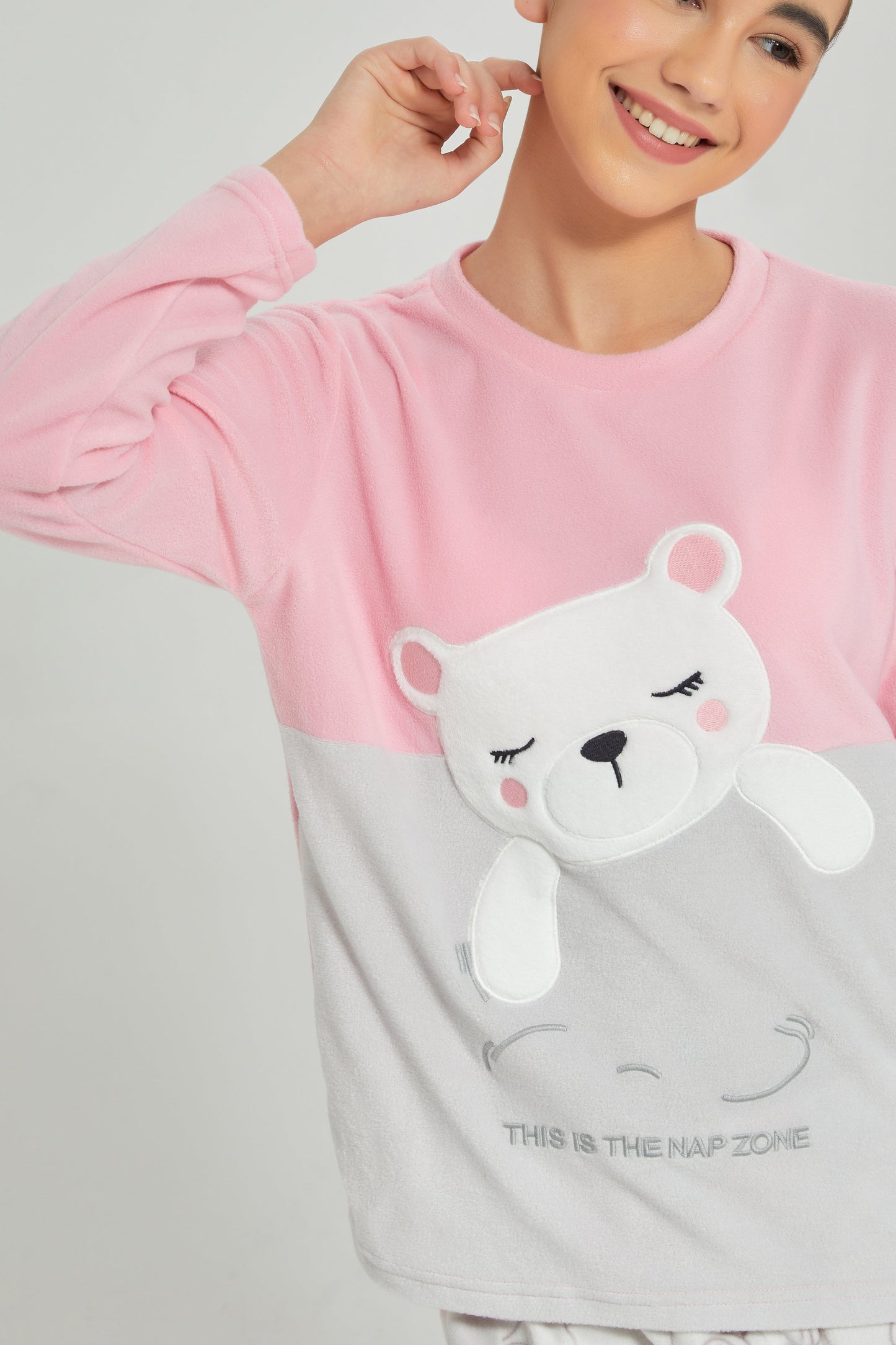 Senior Girls Pink and Grey Pajama Set (2 Piece)