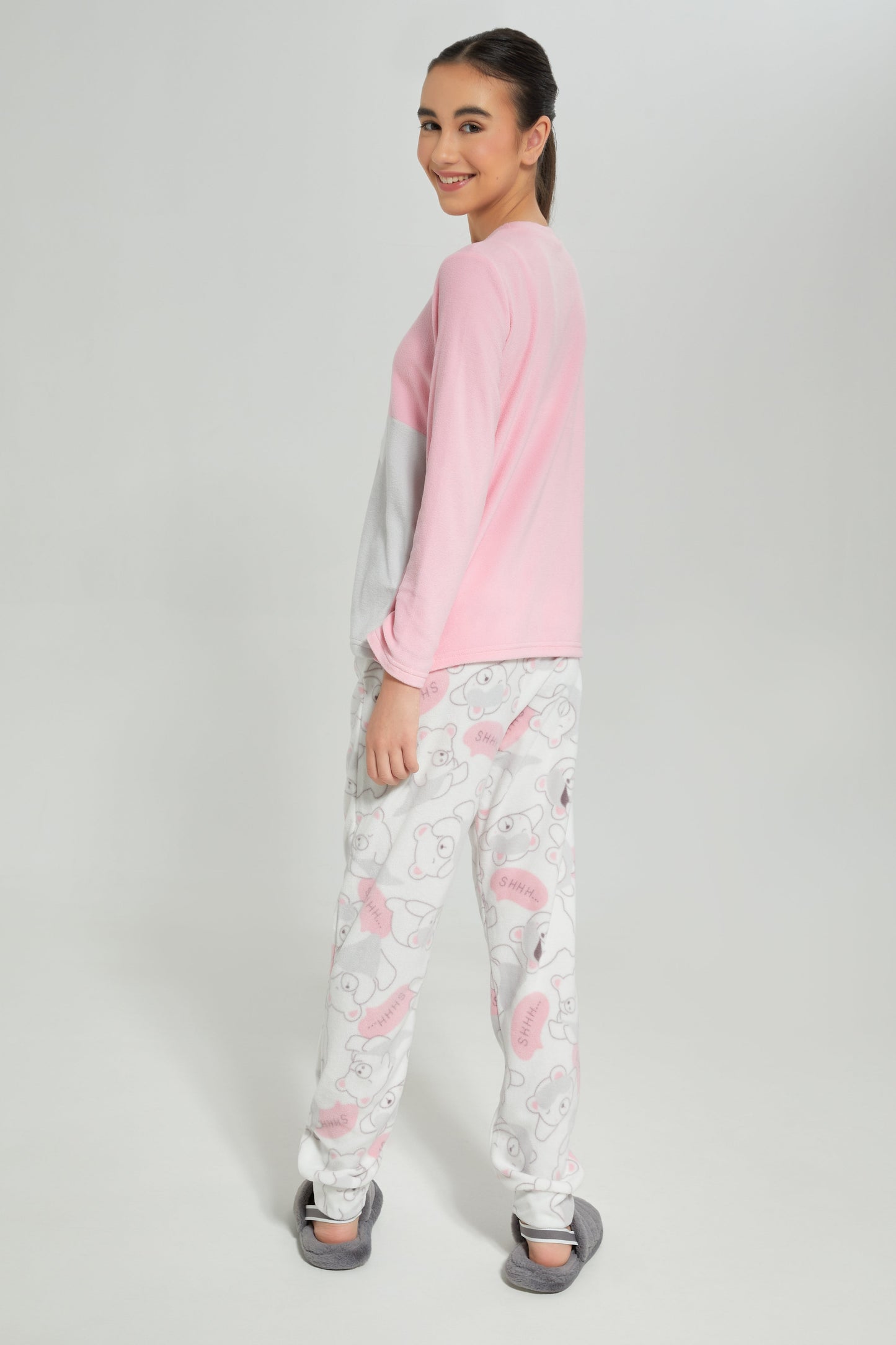 Senior Girls Pink and Grey Pajama Set (2 Piece)