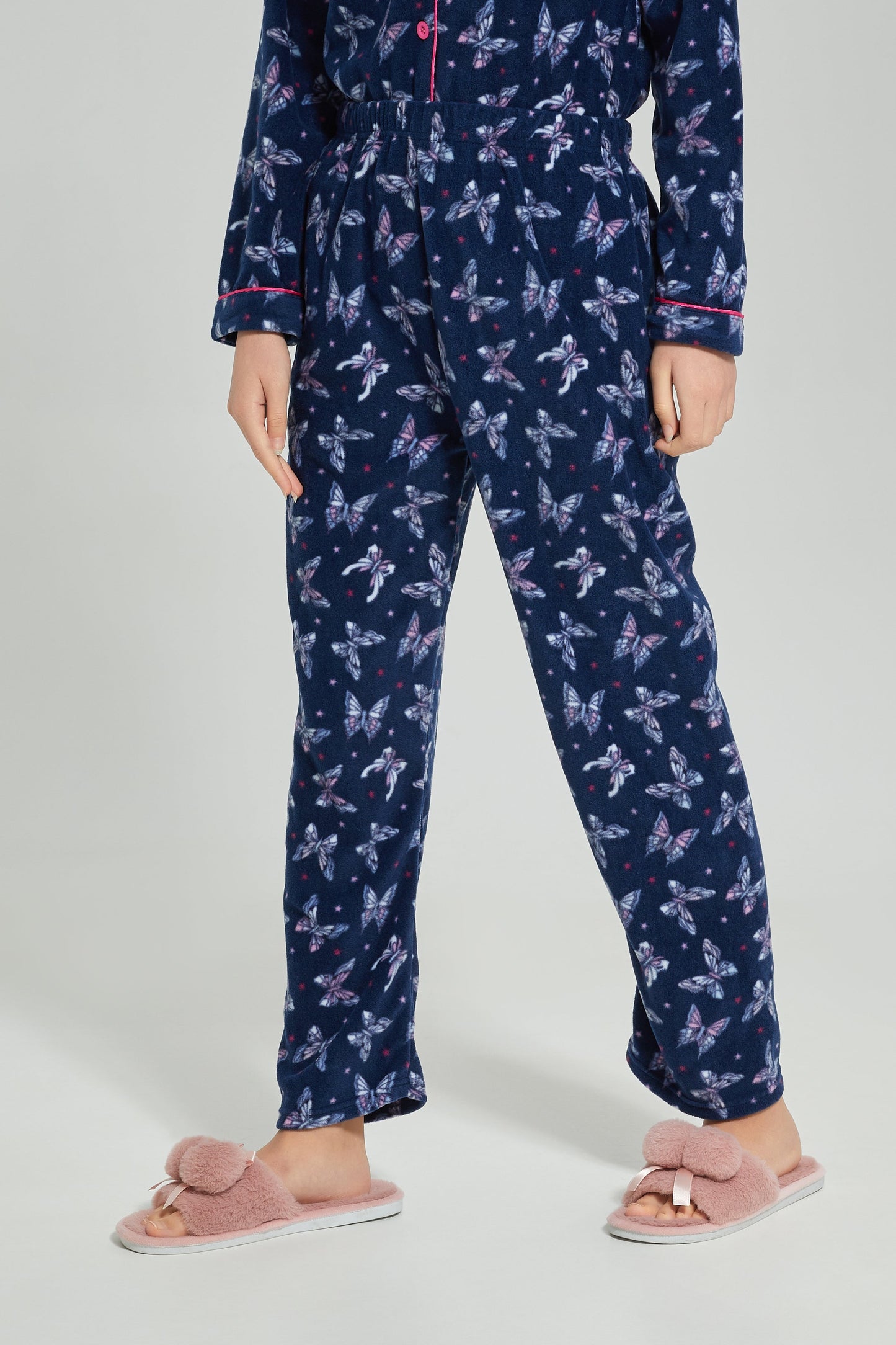 Senior Girls Navy Butterfly Print Pajama Set (2 Piece)