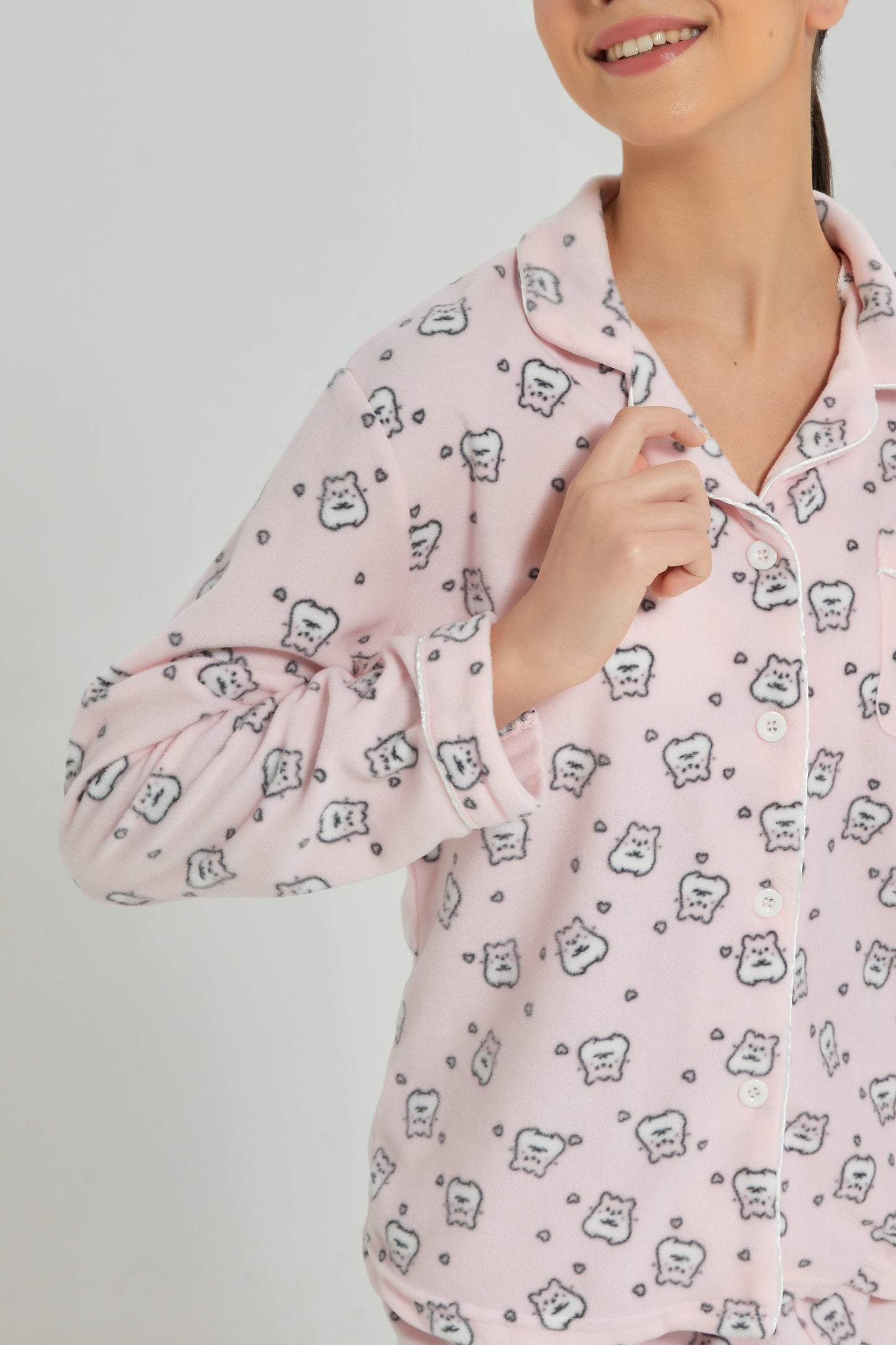 Senior Girls Pink Printed Pajama Set (2 Piece)
