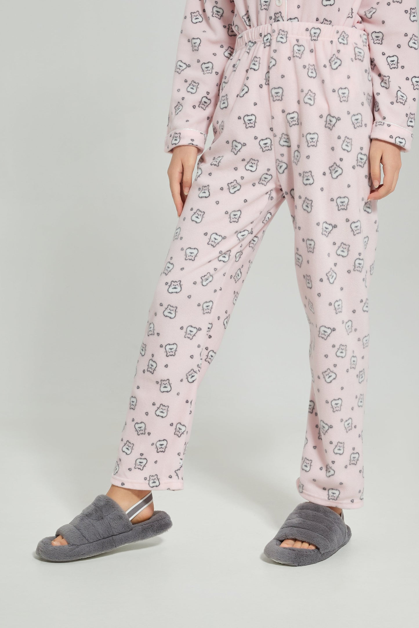 Senior Girls Pink Printed Pajama Set (2 Piece)