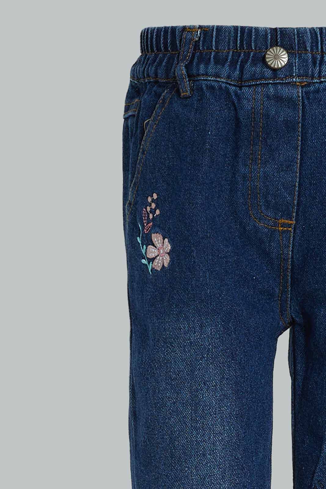 Redtag-Blue-Rabbit-Embroidery-Jeans-Category:Jeans,-Colour:Blue,-Deals:New-In,-Dept:Girls,-Filter:Infant-Girls-(3-to-24-Mths),-ING-Jeans,-New-In-ING-APL,-Non-Sale,-Section:Girls-(0-to-14Yrs),-W22B-Infant-Girls-3 to 24 Months