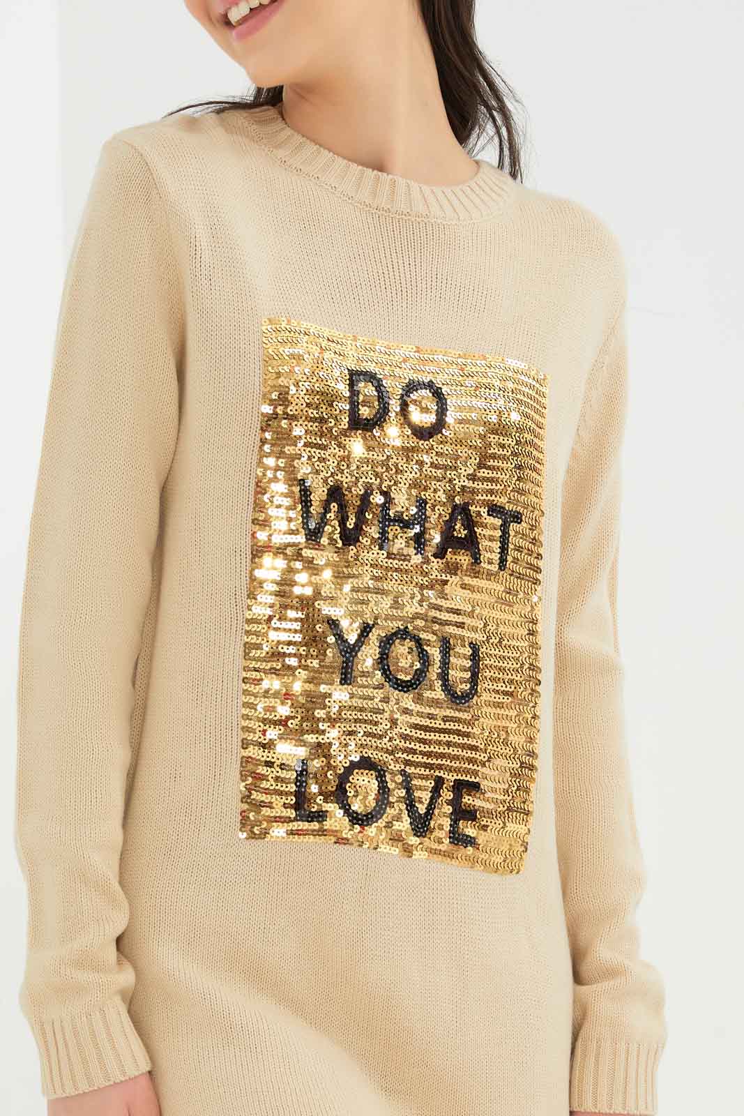 Redtag-Beige-Sweater-Dress-Category:Dresses,-Colour:Beige,-Deals:New-In,-Dept:Girls,-Filter:Senior-Girls-(8-to-14-Yrs),-GSR-Dresses,-New-In-GSR-APL,-Non-Sale,-Section:Girls-(0-to-14Yrs),-W22B-Senior-Girls-9 to 14 Years