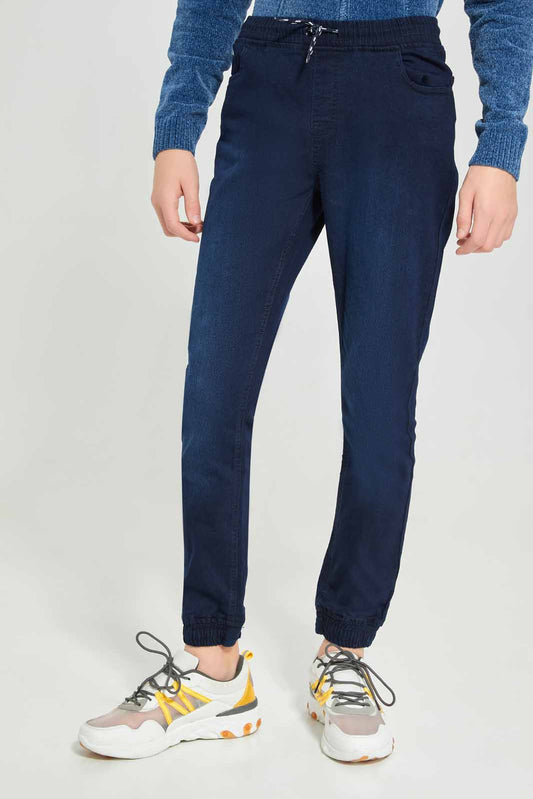 Redtag-Dark-Wash-Denim-Jogger-BSR-Jeans,-Category:Jeans,-Colour:Dark-Wash,-Deals:New-In,-Dept:Boys,-Filter:Senior-Boys-(8-to-14-Yrs),-New-In-BSR-APL,-Non-Sale,-Section:Boys-(0-to-14Yrs),-W22A-Senior-Boys-9 to 14 Years