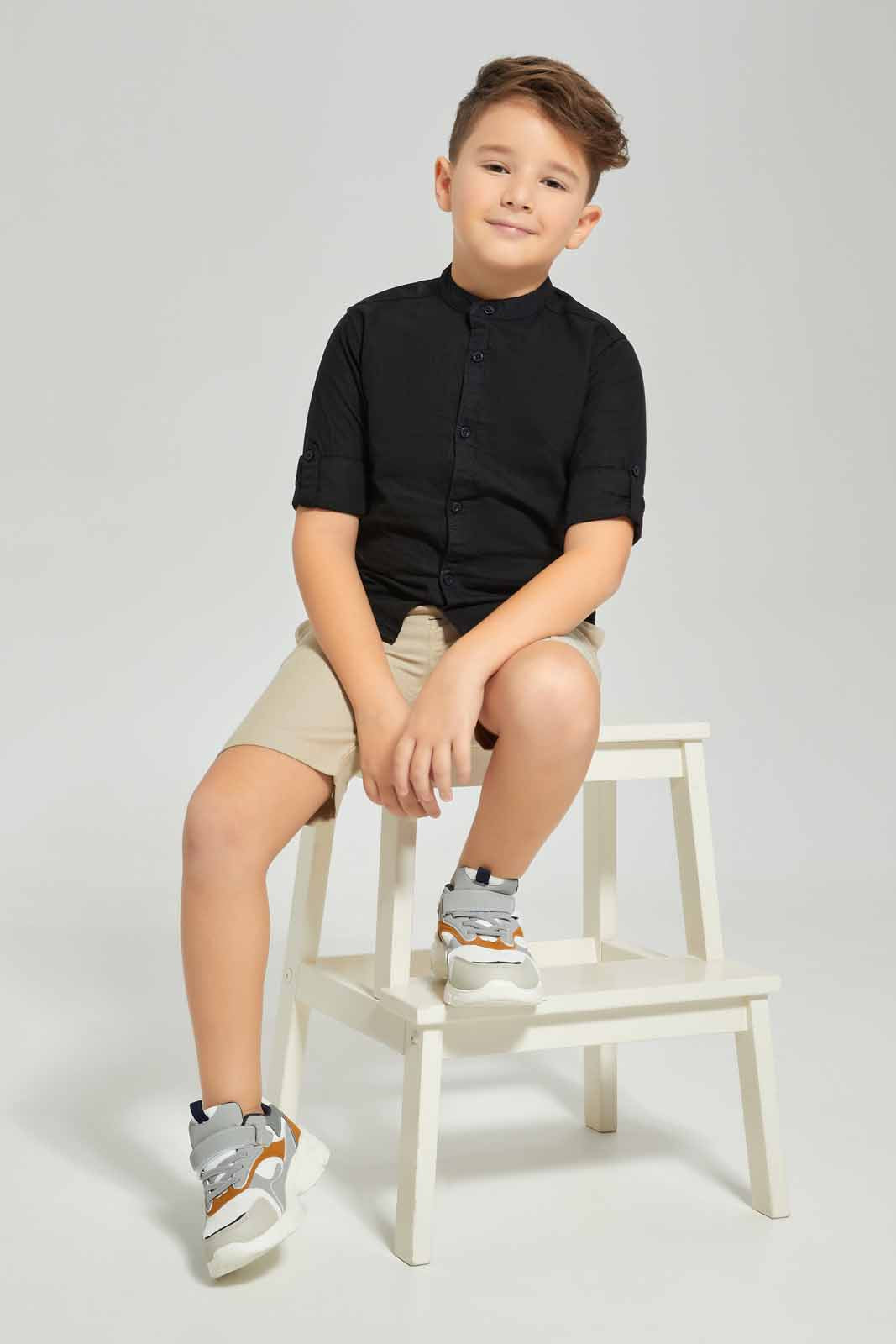 Redtag-Black-Dobby-Shirt-BOY-Shirts,-BTS,-Category:Shirts,-Colour:Black,-Deals:New-In,-Dept:Boys,-Filter:Boys-(2-to-8-Yrs),-New-In-BOY-APL,-Non-Sale,-Section:Boys-(0-to-14Yrs),-TBL,-W22B-Boys-2 to 8 Years