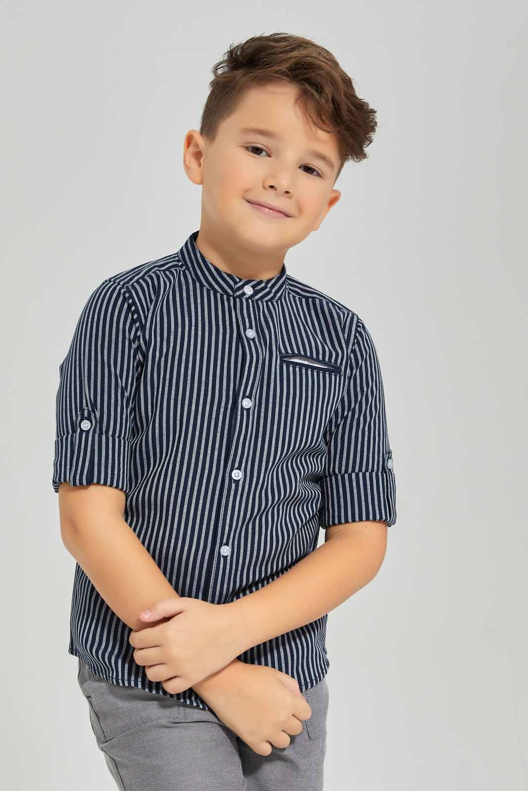 Redtag-Black-Stripe-Shirt-BOY-Shirts,-Category:Shirts,-Colour:Black,-Deals:New-In,-Dept:Boys,-Filter:Boys-(2-to-8-Yrs),-New-In-BOY-APL,-Non-Sale,-Section:Boys-(0-to-14Yrs),-TBL,-W22B-Boys-2 to 8 Years