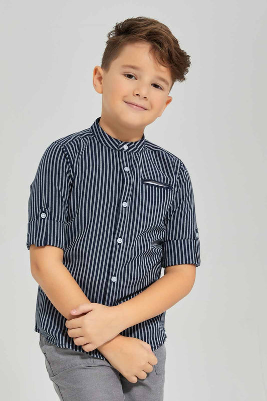 Redtag-Black-Stripe-Shirt-BOY-Shirts,-Category:Shirts,-Colour:Black,-Deals:New-In,-Dept:Boys,-Filter:Boys-(2-to-8-Yrs),-New-In-BOY-APL,-Non-Sale,-Section:Boys-(0-to-14Yrs),-TBL,-W22B-Boys-2 to 8 Years