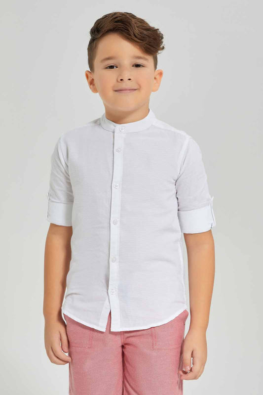 Redtag-White-Stripe-Shirt-BOY-Shirts,-Category:Shirts,-Colour:White,-Deals:New-In,-Dept:Boys,-Filter:Boys-(2-to-8-Yrs),-New-In-BOY-APL,-Non-Sale,-Section:Boys-(0-to-14Yrs),-TBL,-W22B-Boys-2 to 8 Years