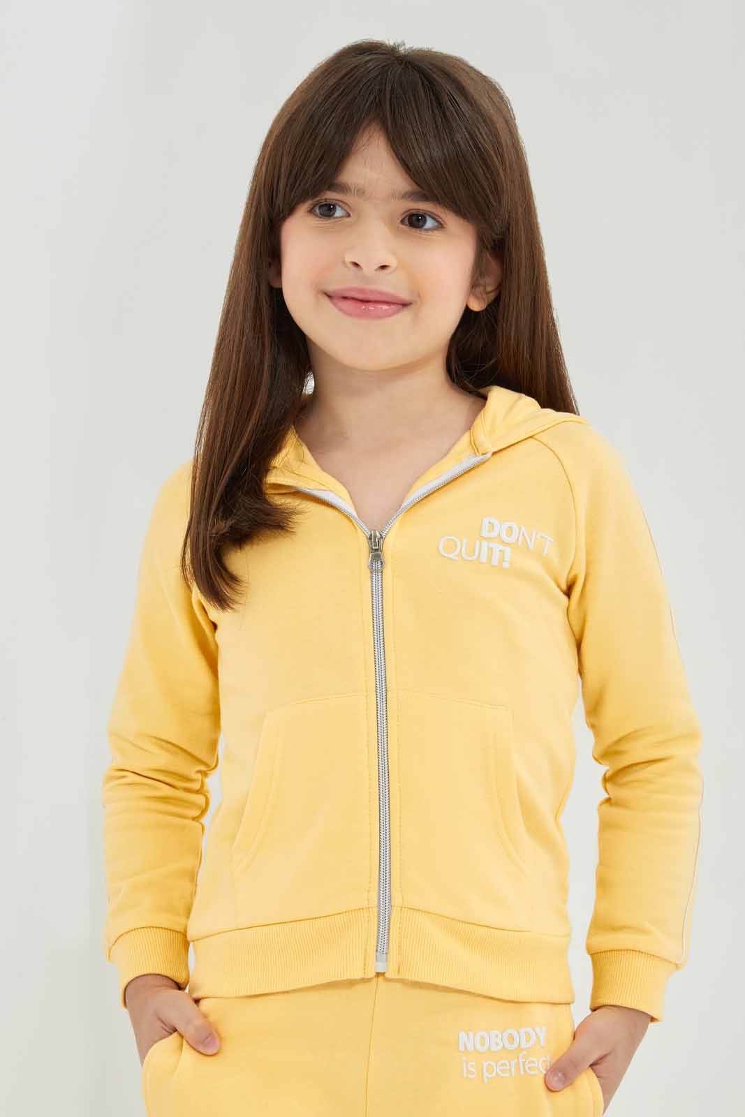 Redtag-Yellow-Fleece-Hooded-Jogsuit-Category:Jog-Sets,-Colour:Yellow,-Deals:New-In,-Filter:Girls-(2-to-8-Yrs),-GIR-Jog-Sets,-New-In-GIR-APL,-Non-Sale,-Section:Girls-(0-to-14Yrs),-W22B-Girls-2 to 8 Years