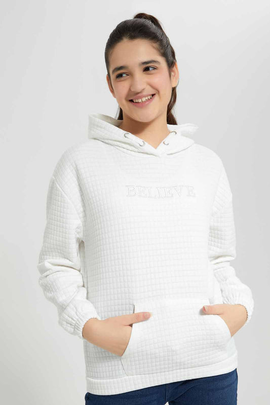 Redtag-White-Jacquard-Hoody-Category:Sweatshirts,-Colour:White,-Deals:New-In,-Filter:Senior-Girls-(8-to-14-Yrs),-GSR-Sweatshirts,-New-In-GSR-APL,-Non-Sale,-Section:Girls-(0-to-14Yrs),-W22B-Senior-Girls-9 to 14 Years
