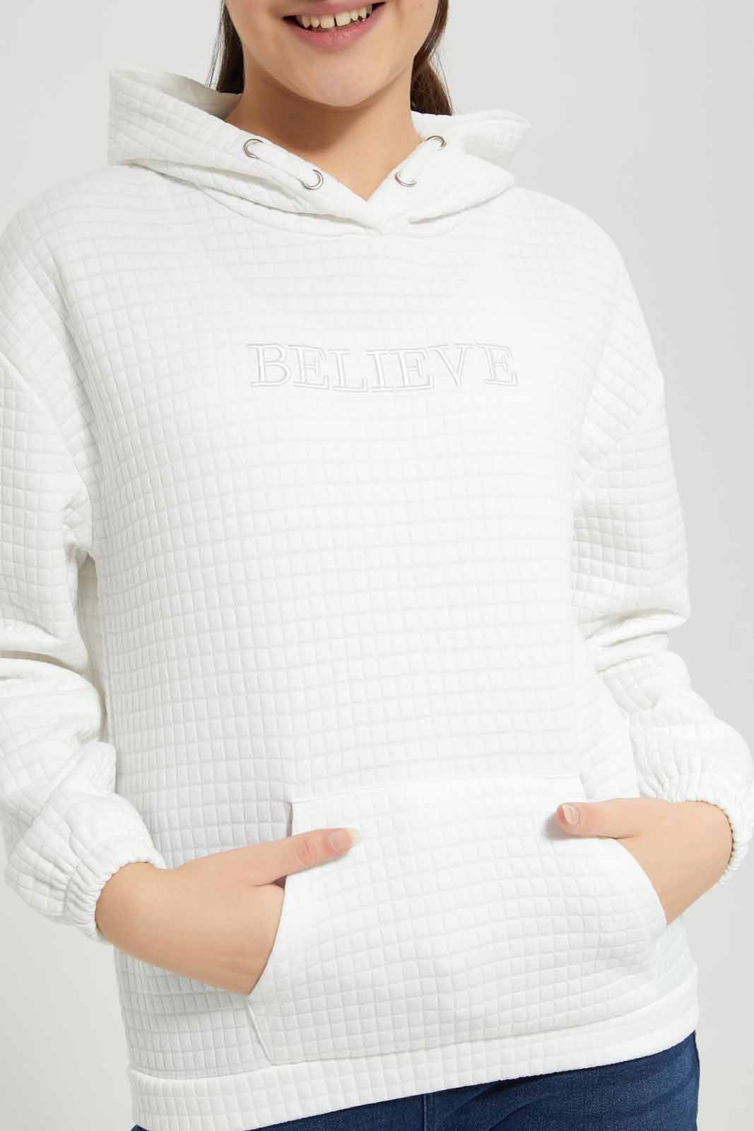 Redtag-White-Jacquard-Hoody-Category:Sweatshirts,-Colour:White,-Deals:New-In,-Filter:Senior-Girls-(8-to-14-Yrs),-GSR-Sweatshirts,-New-In-GSR-APL,-Non-Sale,-Section:Girls-(0-to-14Yrs),-W22B-Senior-Girls-9 to 14 Years