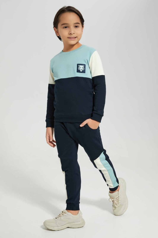 Redtag-Mint-Crew-Neck-Paneled-Jog-Suit-BOY-Jog-Sets,-Category:Jog-Sets,-Colour:Mint,-Deals:New-In,-Filter:Boys-(2-to-8-Yrs),-New-In-BOY-APL,-Non-Sale,-Section:Boys-(0-to-14Yrs),-W22B-Boys-2 to 8 Years