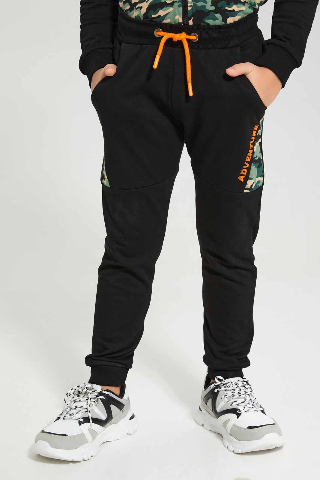 Redtag-Black-Printed-Hooded-Jog-Suit-BOY-Jog-Sets,-Category:Jog-Sets,-Colour:Black,-Deals:New-In,-Filter:Boys-(2-to-8-Yrs),-New-In-BOY-APL,-Non-Sale,-Section:Boys-(0-to-14Yrs),-W22B-Boys-2 to 8 Years