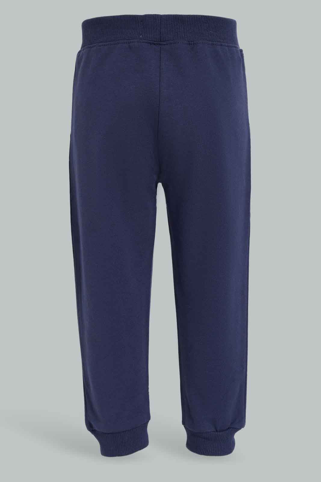 Redtag-Navy-And-Cream-2-Pack-Jogger-Category:Joggers,-Colour:Navy,-Deals:New-In,-Dept:Boys,-Filter:Infant-Boys-(3-to-24-Mths),-INB-Joggers,-New-In-INB-APL,-Non-Sale,-Section:Boys-(0-to-14Yrs),-W22B-Infant-Boys-3 to 24 Months