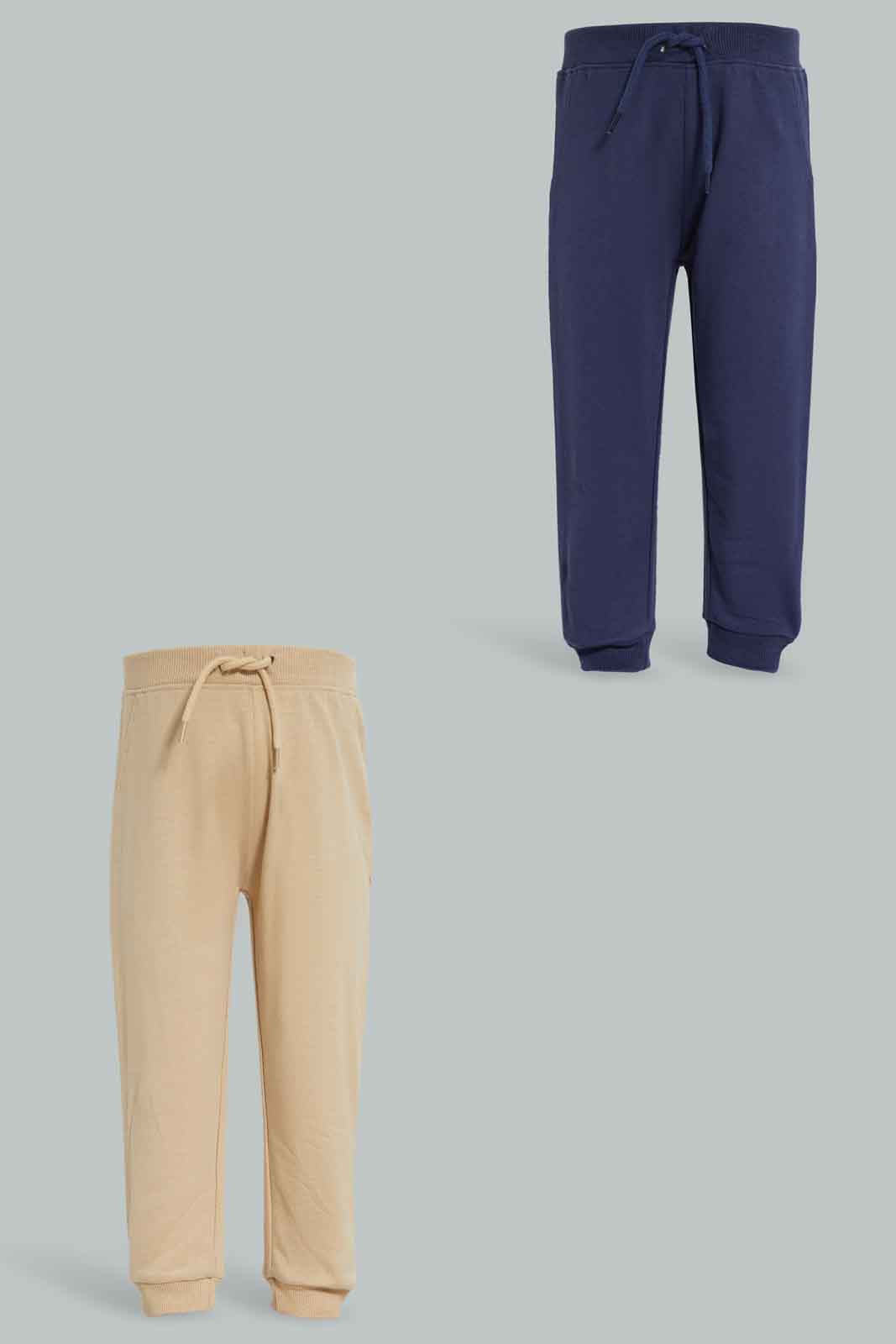 Redtag-Navy-And-Cream-2-Pack-Jogger-Category:Joggers,-Colour:Navy,-Deals:New-In,-Dept:Boys,-Filter:Infant-Boys-(3-to-24-Mths),-INB-Joggers,-New-In-INB-APL,-Non-Sale,-Section:Boys-(0-to-14Yrs),-W22B-Infant-Boys-3 to 24 Months