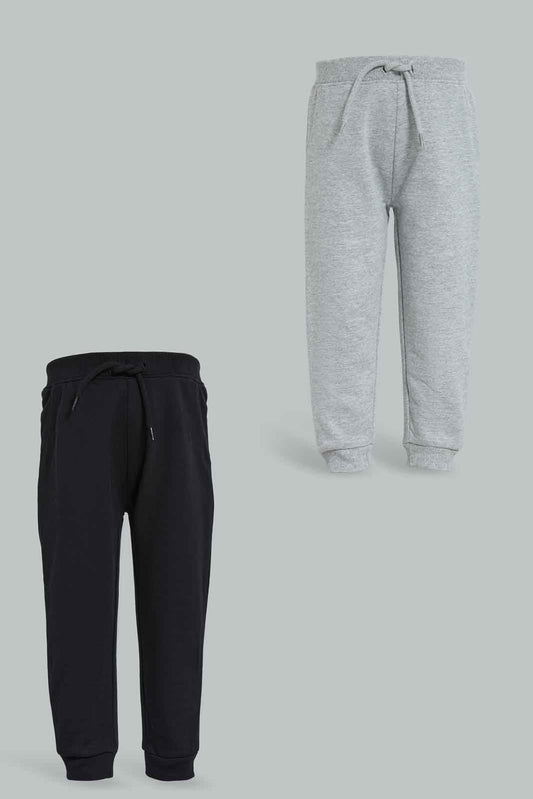 Redtag-Black-And-Grey-2-Pack-Jogger-Category:Joggers,-Colour:Black,-Deals:New-In,-Dept:Boys,-Filter:Infant-Boys-(3-to-24-Mths),-INB-Joggers,-New-In-INB-APL,-Non-Sale,-Section:Boys-(0-to-14Yrs),-W22B-Infant-Boys-3 to 24 Months