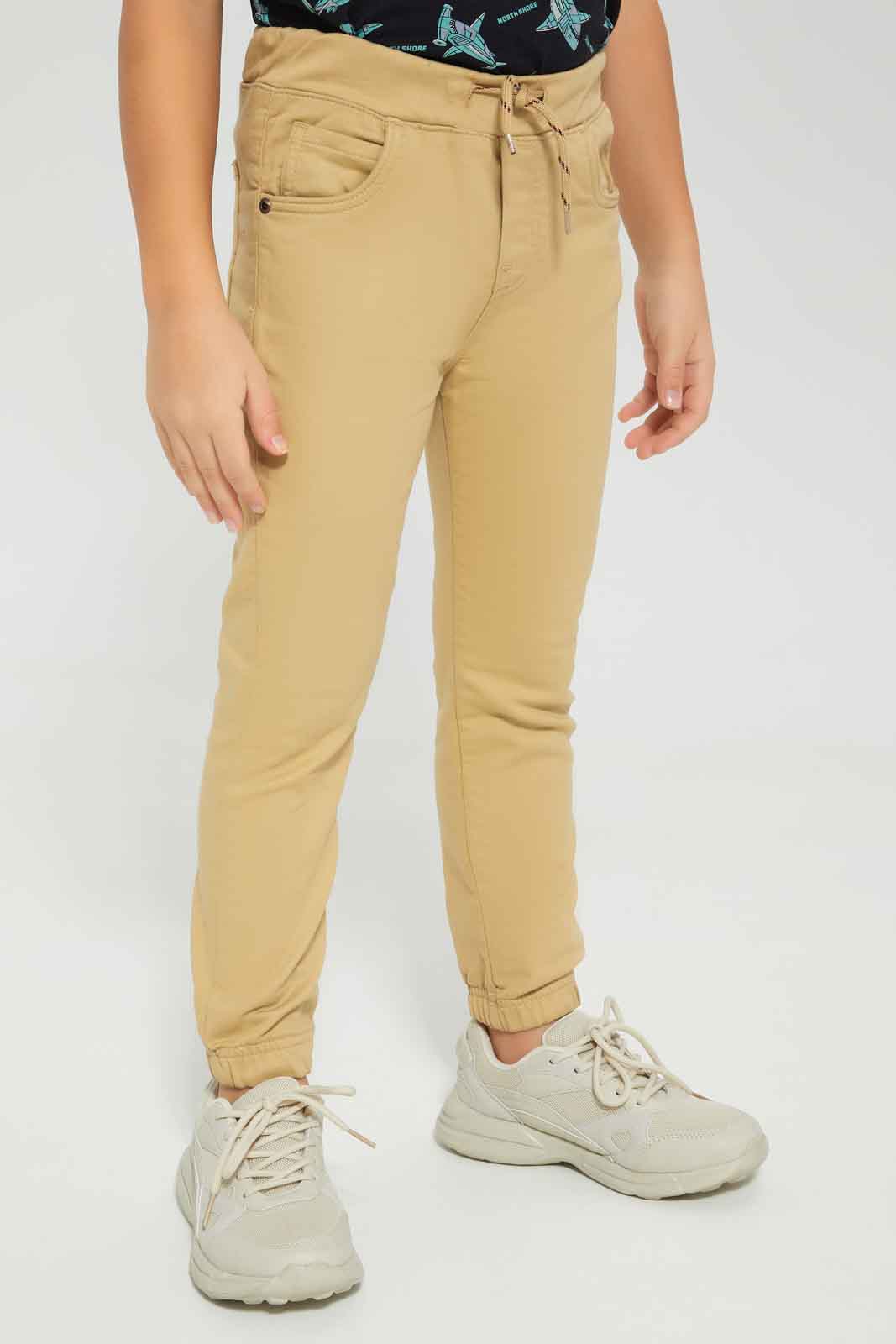 Redtag-Beige-Knit-Denim-Jogger-BOY-Jeans,-Category:Jeans,-Colour:Beige,-Deals:New-In,-Dept:Boys,-Filter:Boys-(2-to-8-Yrs),-New-In-BOY-APL,-Non-Sale,-Section:Boys-(0-to-14Yrs),-W22B-Boys-2 to 8 Years
