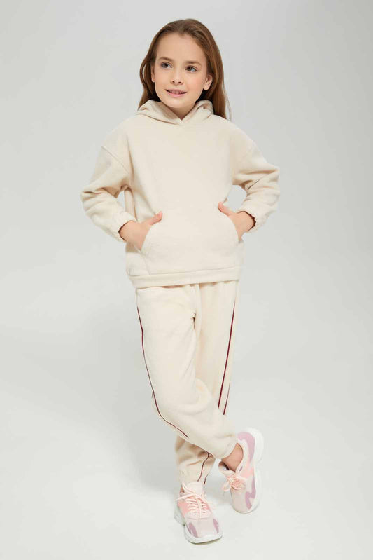 Redtag-Beige-Floral-Fleece-Jogsuit-With-Hood-Category:Jog-Sets,-Colour:Beige,-Deals:New-In,-Dept:Girls,-EHW,-Filter:Girls-(2-to-8-Yrs),-GIR-Jog-Sets,-New-In-GIR-APL,-Non-Sale,-Section:Girls-(0-to-14Yrs),-W22B-Girls-2 to 8 Years